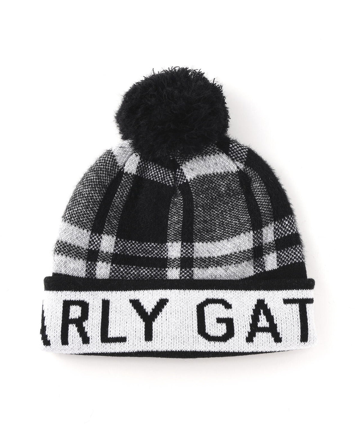タータンチェック柄梵天付きニットワッチ (UNISEX)
