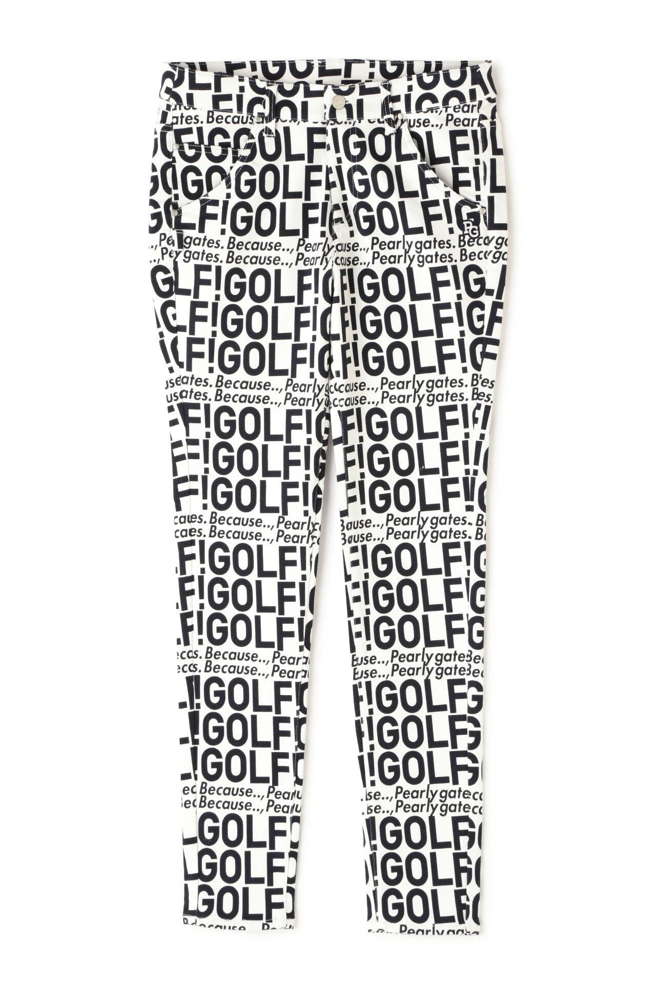 GOLF柄 (大) コットンストレッチカルゼ表ピーチ 5ポケットパンツ <GOLFロゴ>