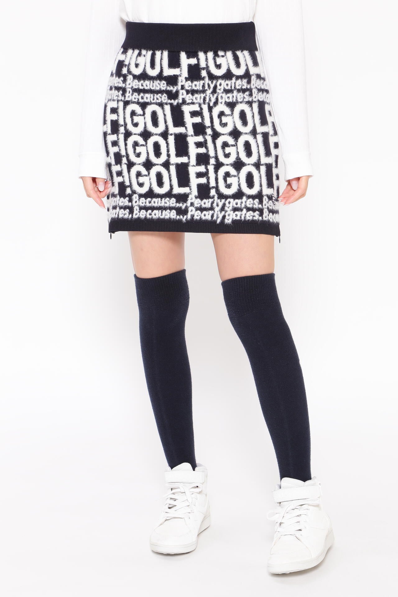 GOLF柄ジャガード ニットスカート <GOLFロゴ>