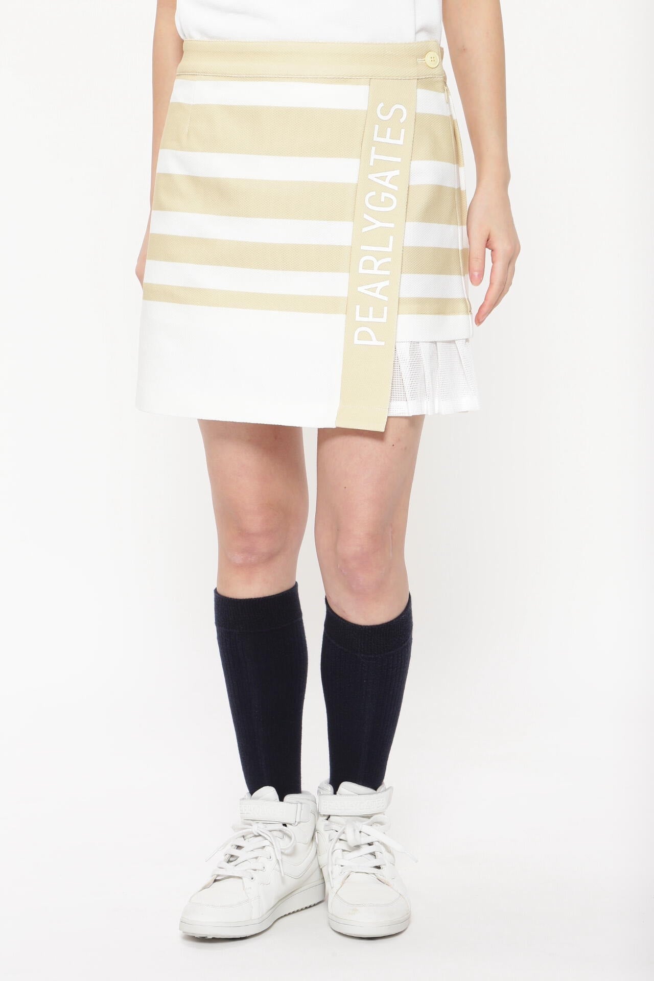 パネルボーダープリント ポリエステルPBTインレージャガード スカート <シャンパンゴールド>