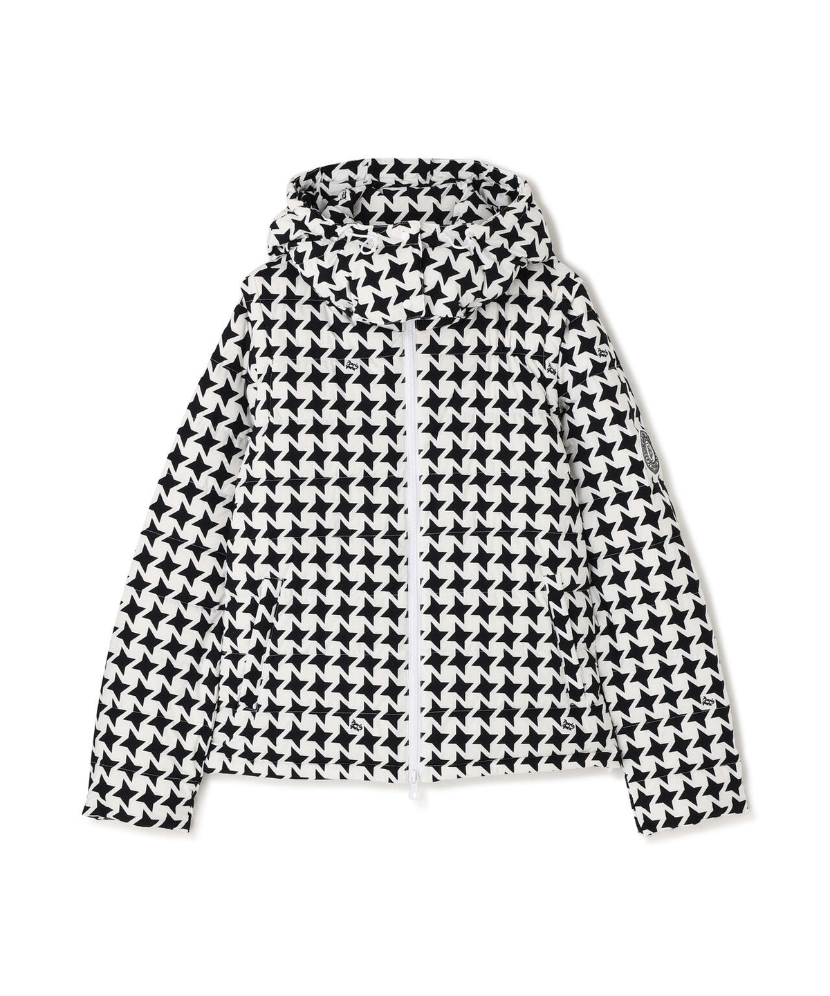 Nyメカニカルストレッチダウンフーディブルゾン <手裏剣千鳥柄> (WOMENS)