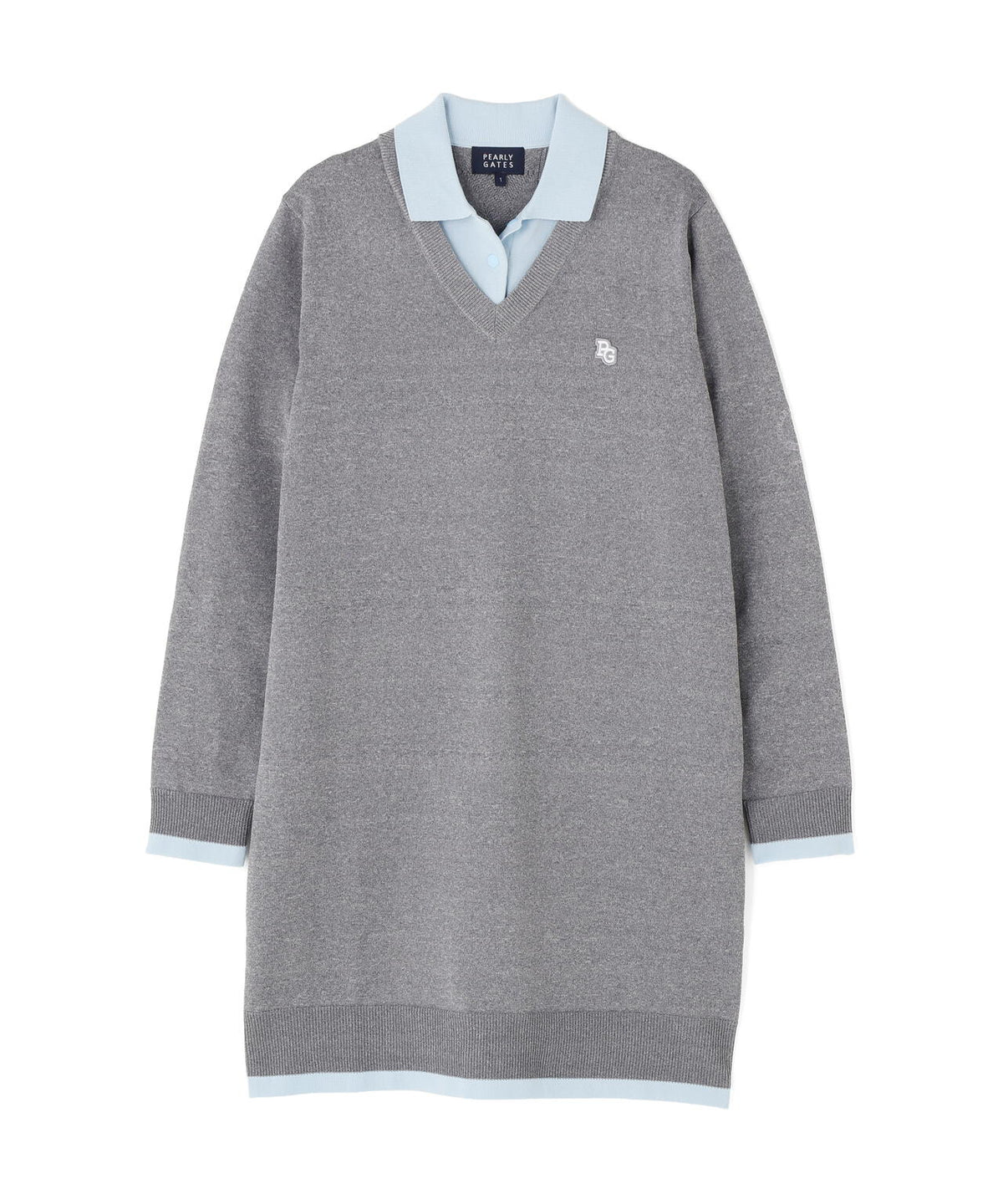 14G天竺レイヤード風ポロニットワンピース (WOMENS)