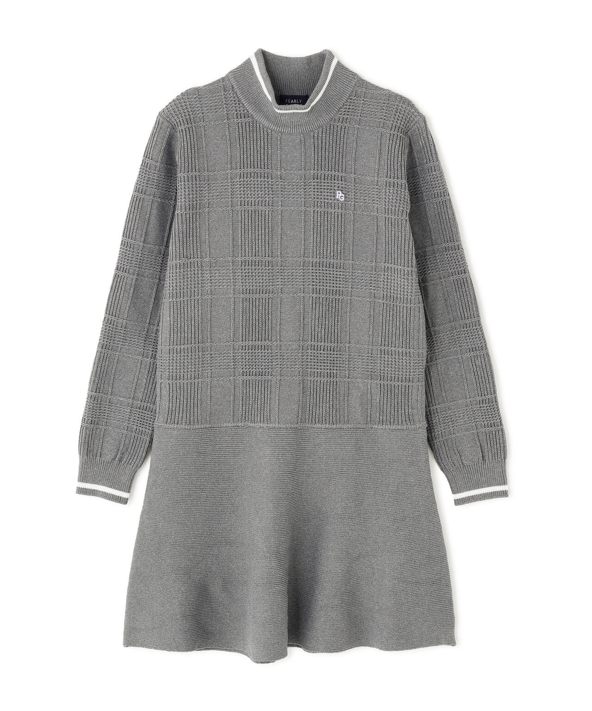 7Gタータンチェック柄ハイネックニットワンピース (WOMENS)