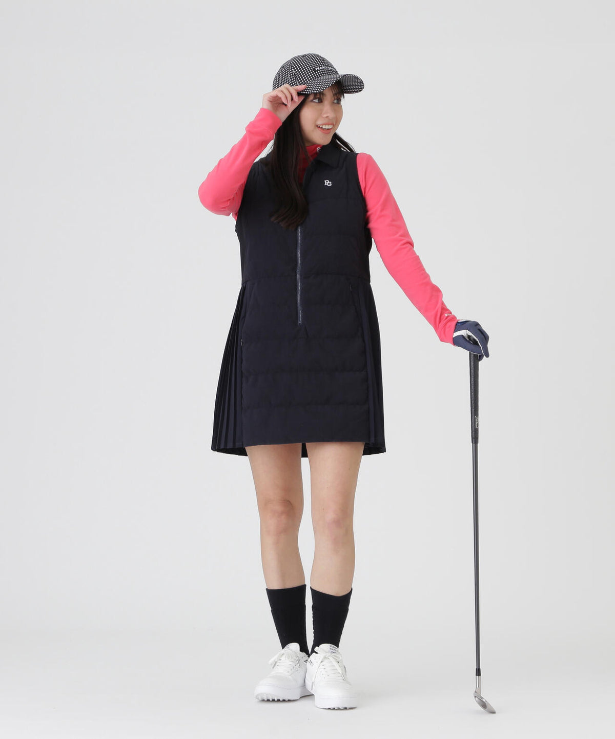 カルイシ×Nyタスランストレッチハーフジップポロ襟ジャンパースカート (WOMENS)