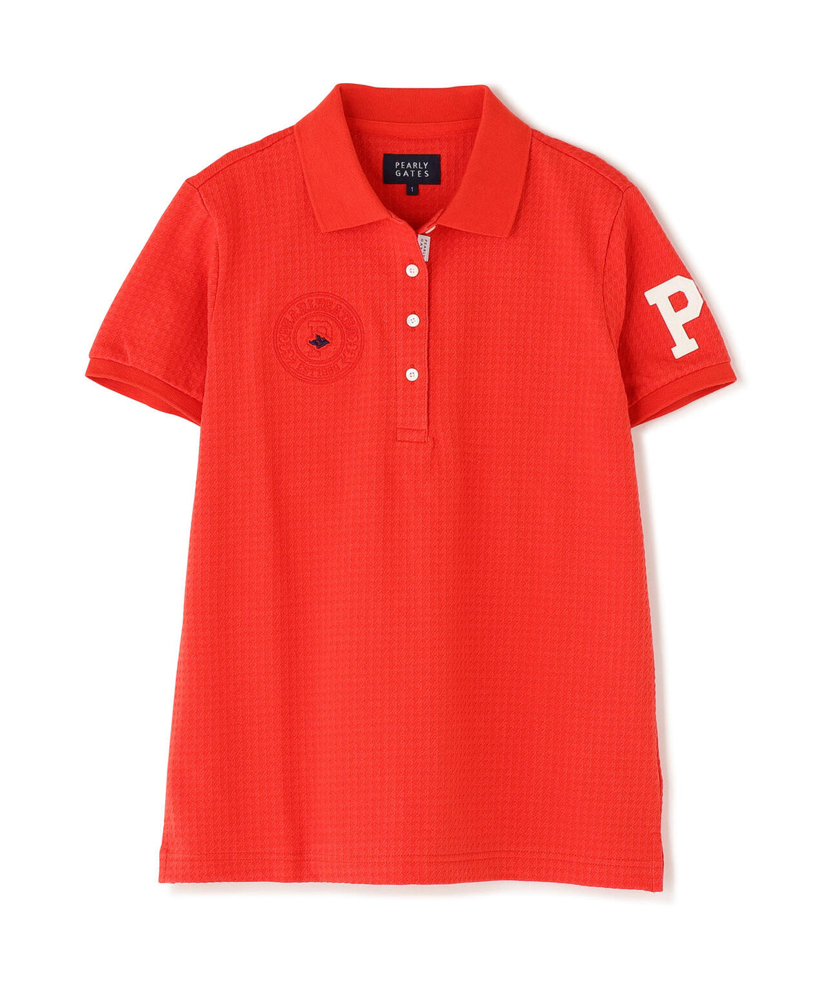 TEXBRIDハイゲージ千鳥ジャガード半袖ポロシャツ (WOMENS)