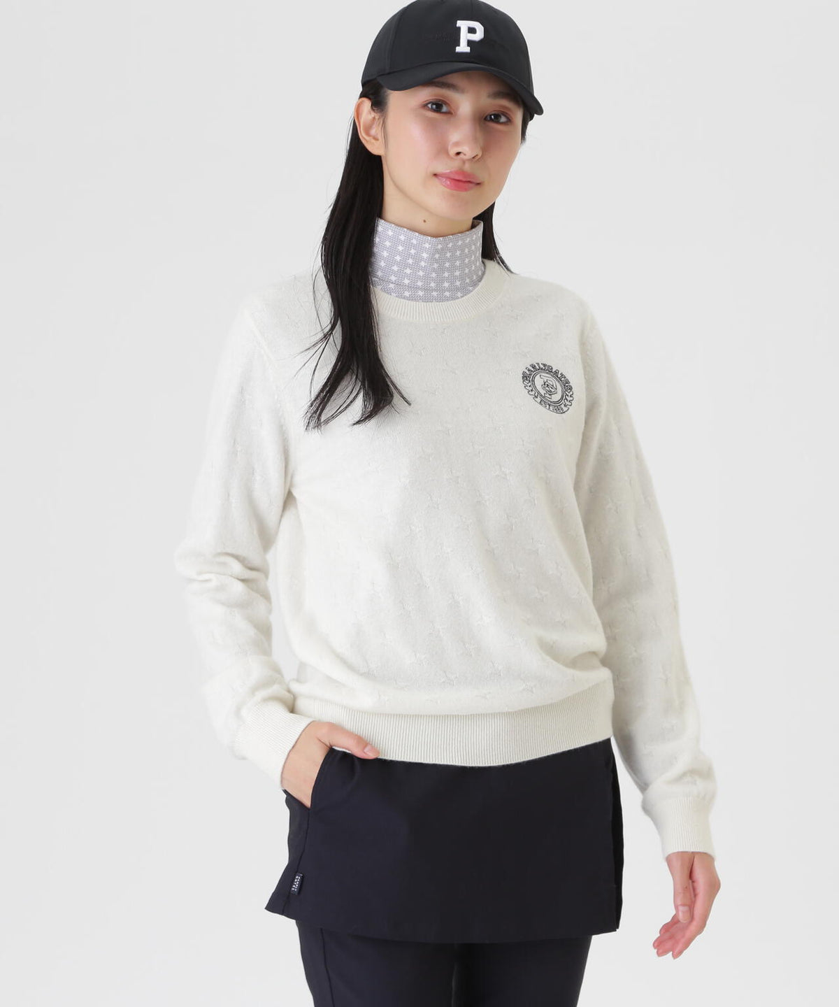カシミヤ12G天竺クルーネックニットプルオーバー (WOMENS)