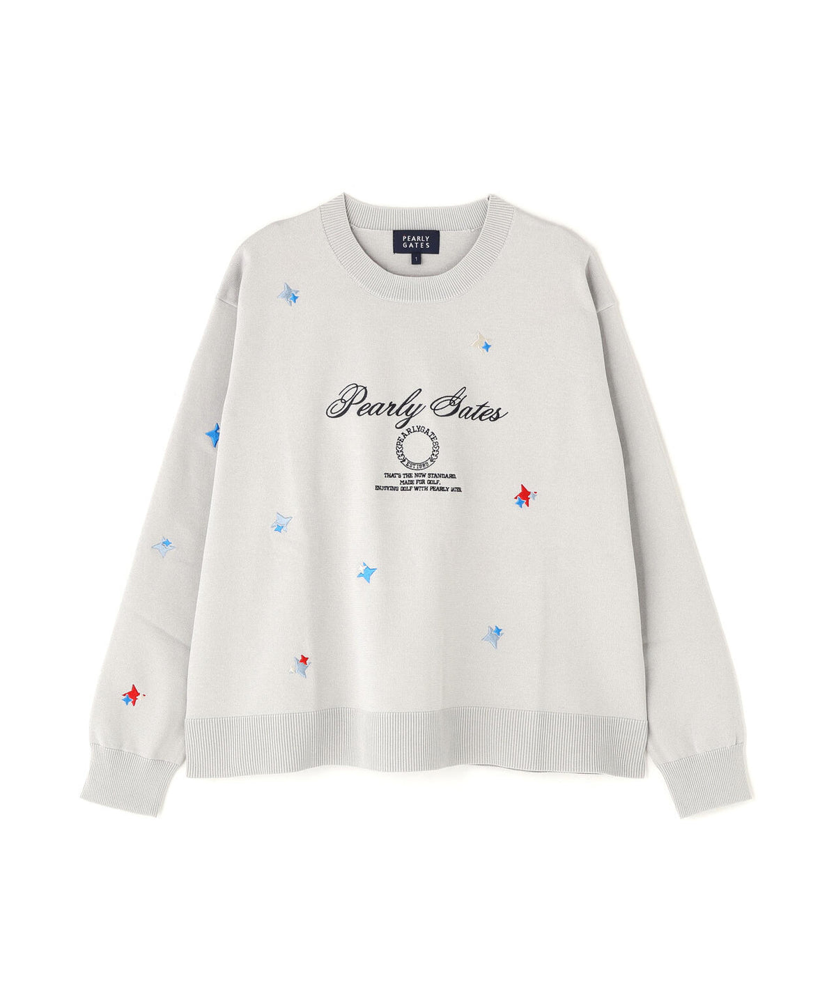 12G天竺×インターシャクルーネックニットプルオーバー (WOMENS)