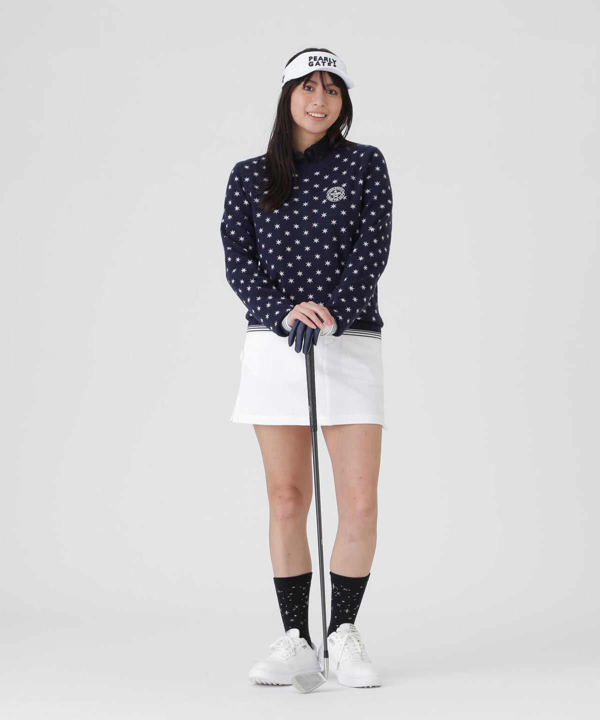 HGストレッチカシミヤクルーネックニットプルオーバー <星柄> (WOMENS)
