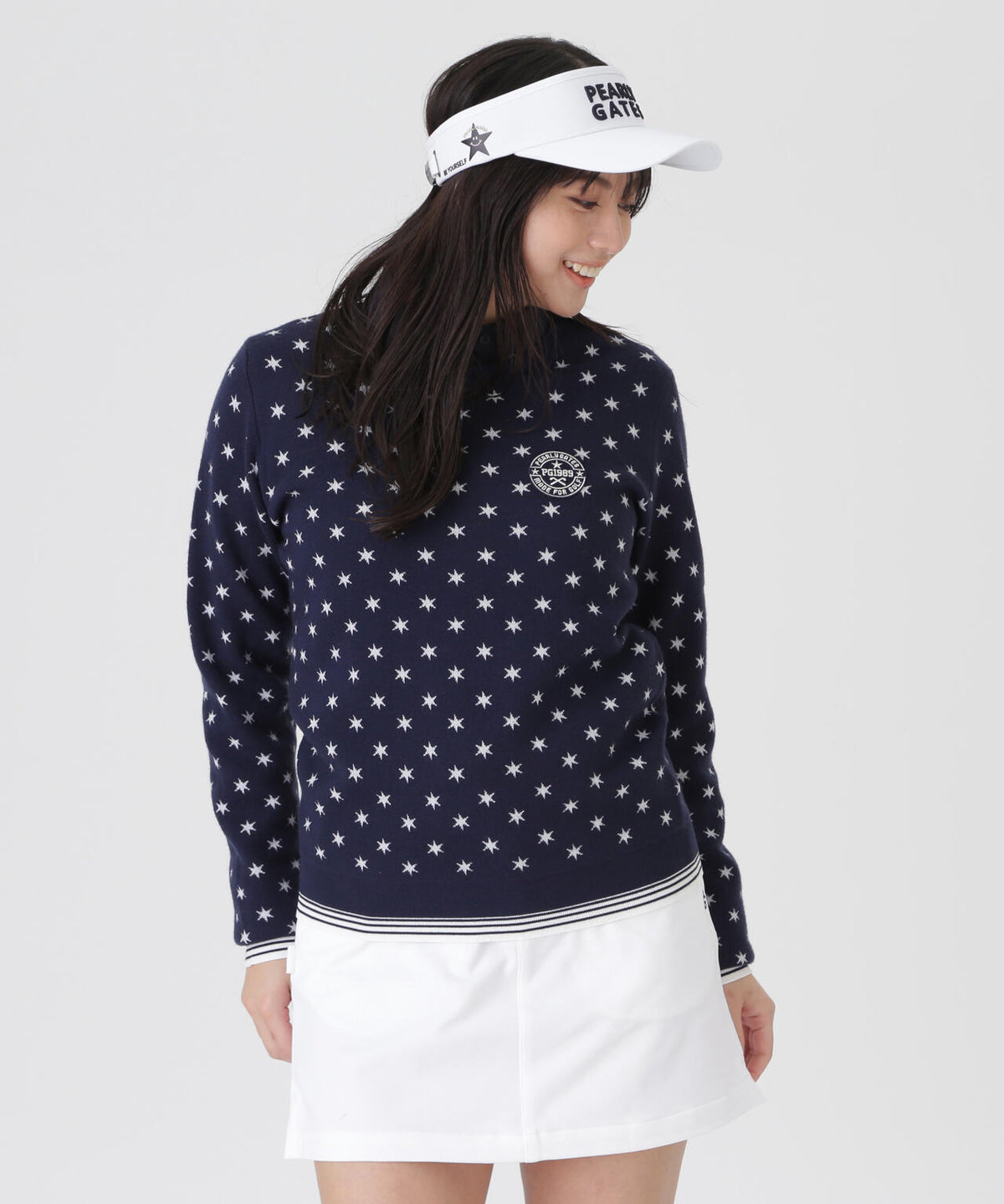 HGストレッチカシミヤクルーネックニットプルオーバー <星柄> (WOMENS)