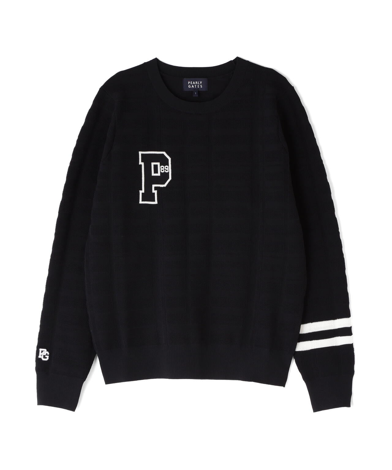 14G地柄ジャガードクルーネックニットプルオーバー (WOMENS)