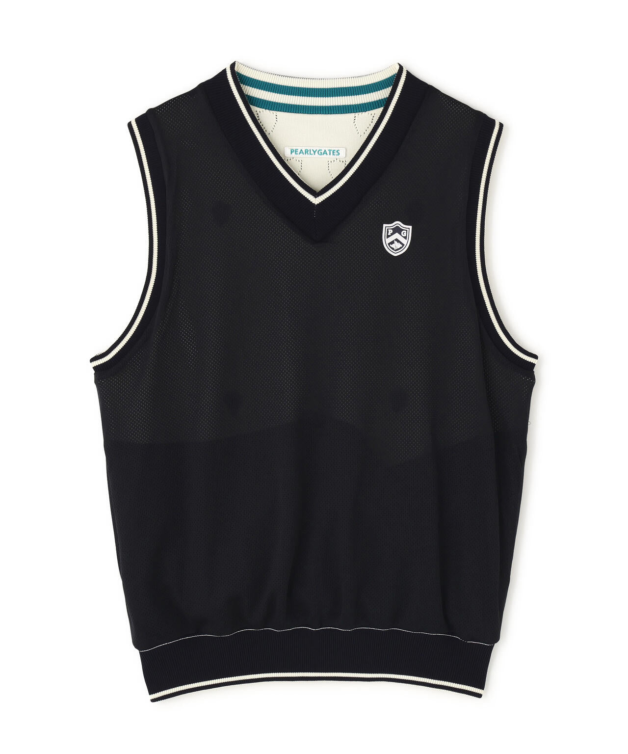 リバーシブルVネックニットベスト <エンブレム総柄> (WOMENS)