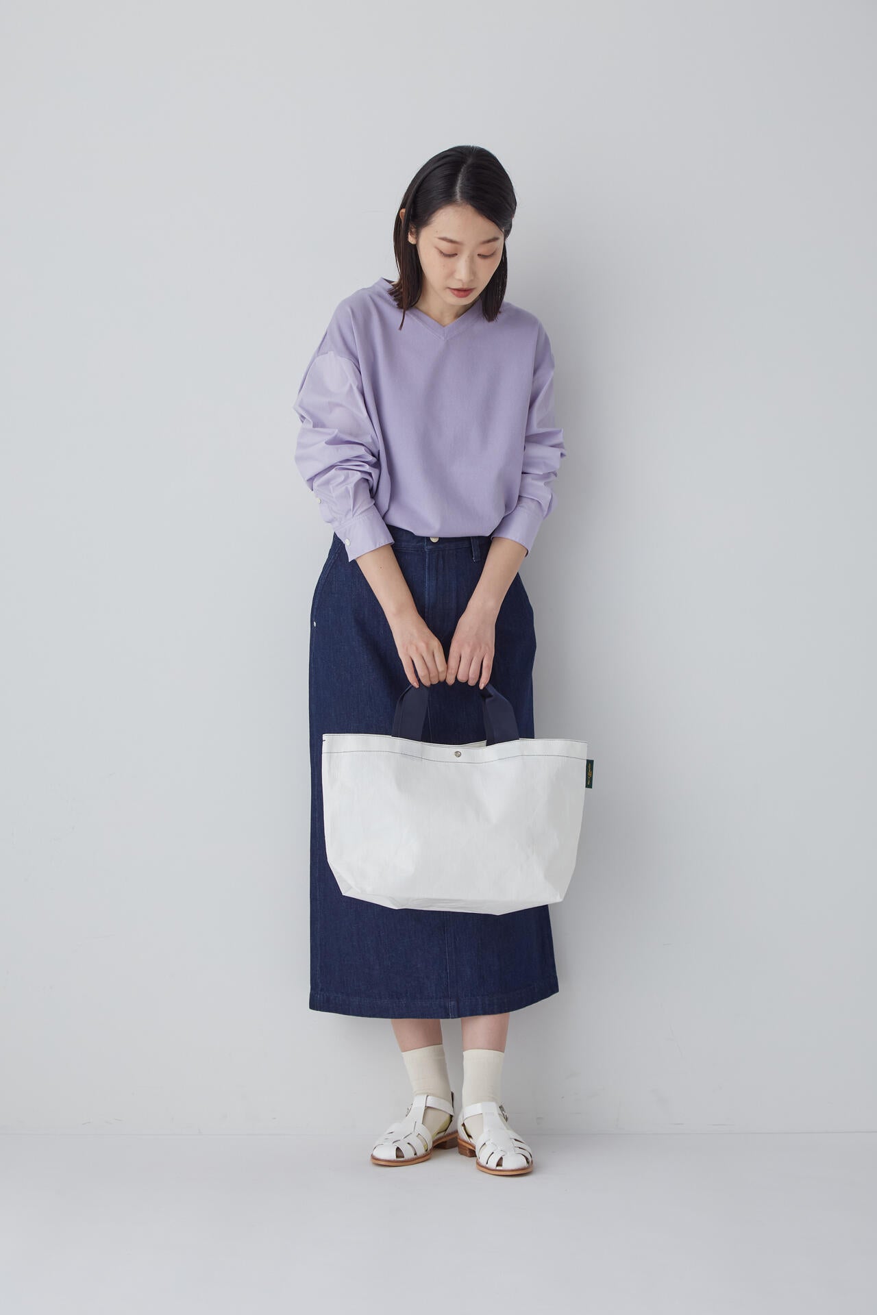 Herve Chapelierバイカラートートバッグ