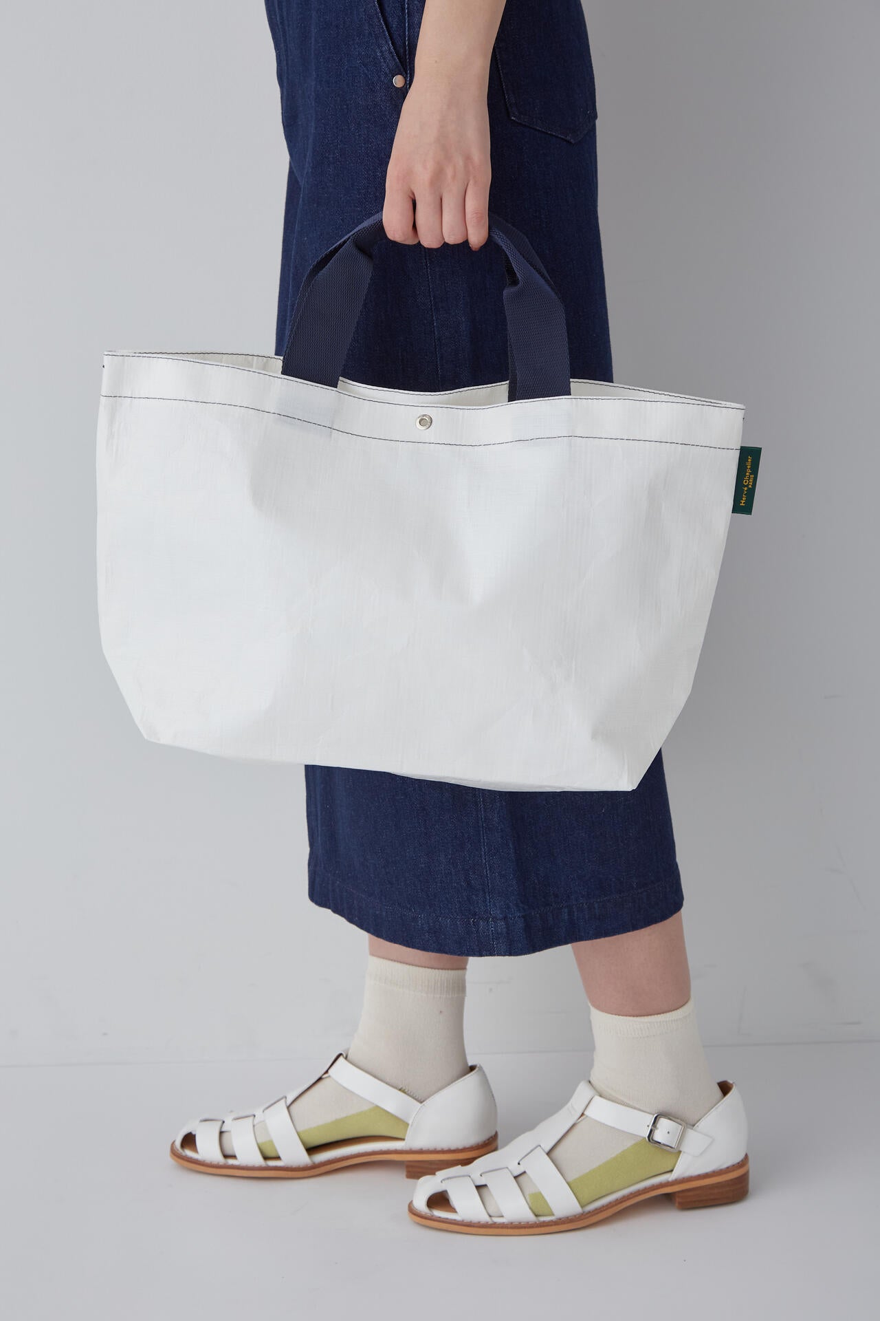 Herve Chapelierバイカラートートバッグ