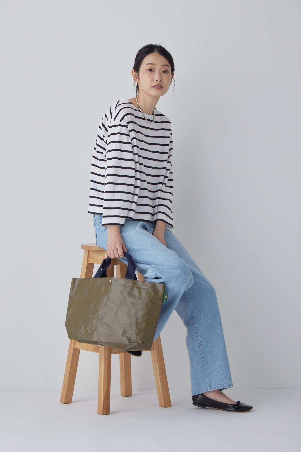 Herve Chapelierバイカラートートバッグ