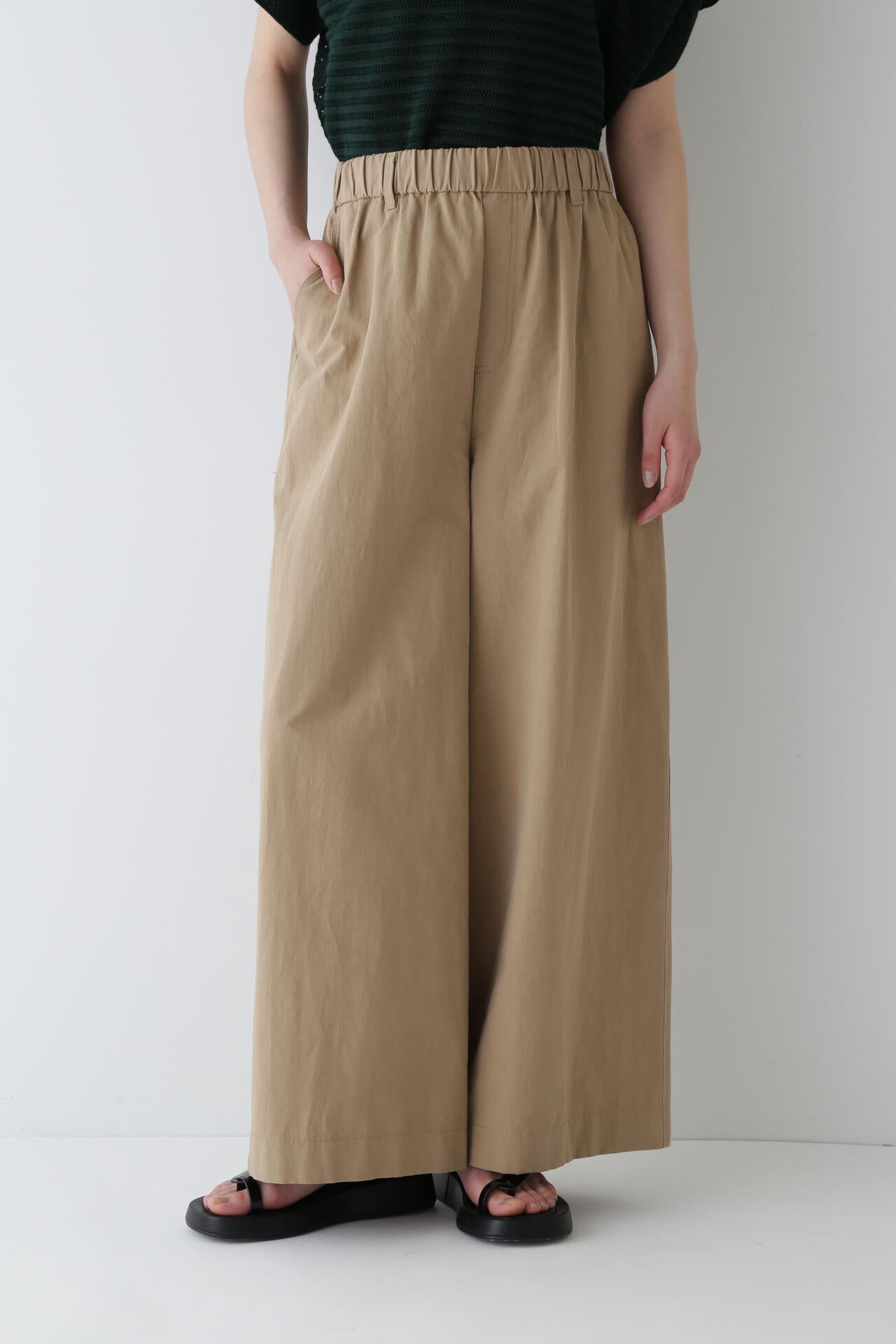 【WEB限定カラー】綿麻ウェザー近江晒ワイドパンツ