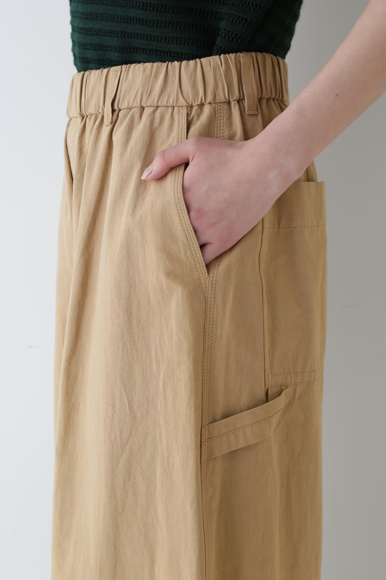 【WEB限定カラー】綿麻ウェザー近江晒ワイドパンツ