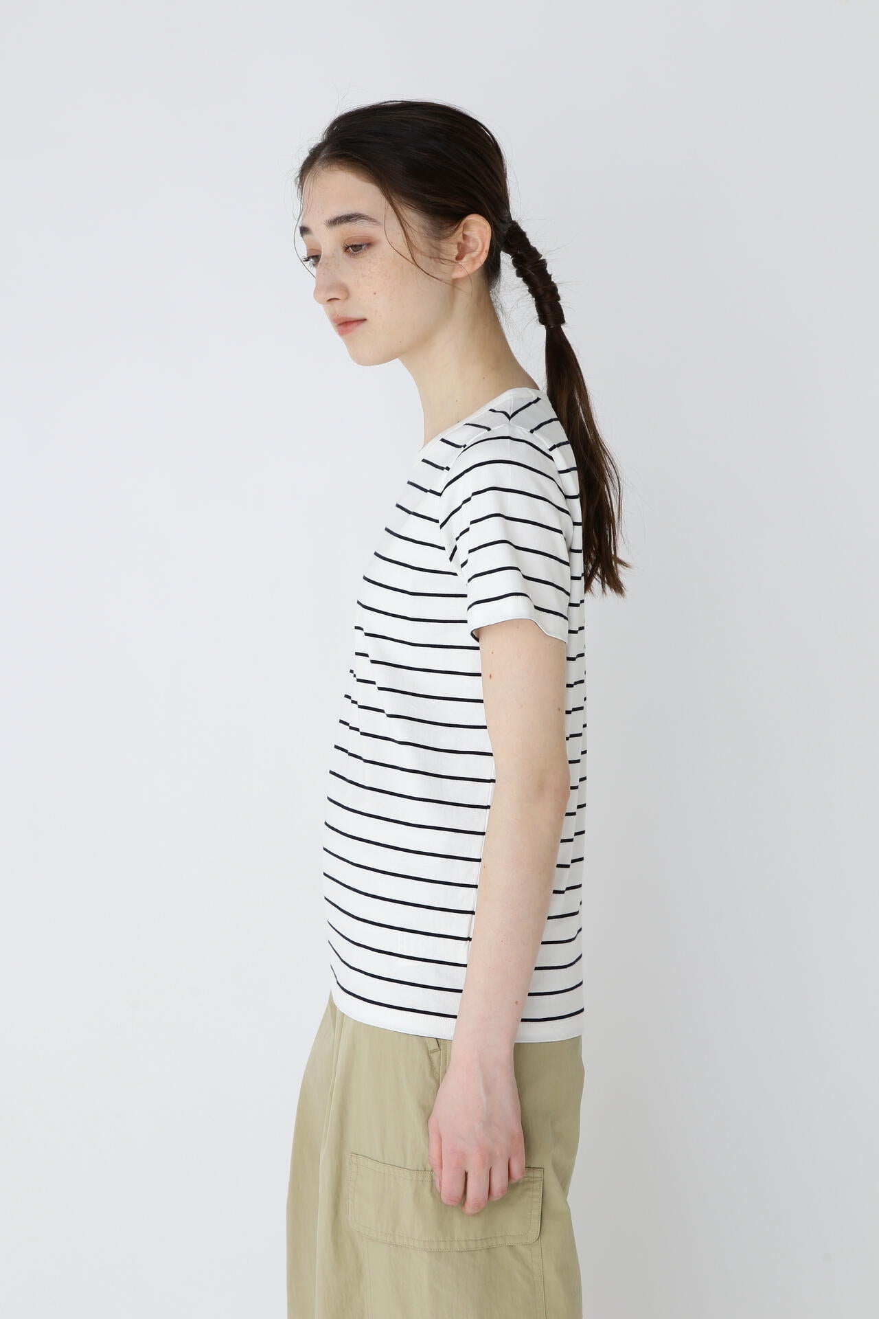 オーガニック綿天竺半袖ボーダーTシャツ