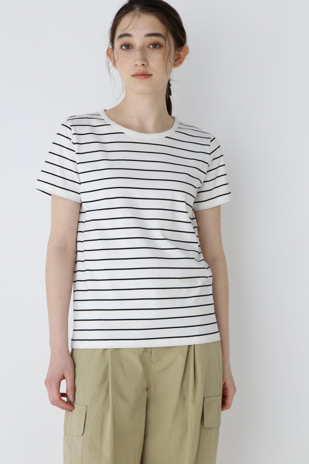 オーガニック綿天竺半袖ボーダーTシャツ