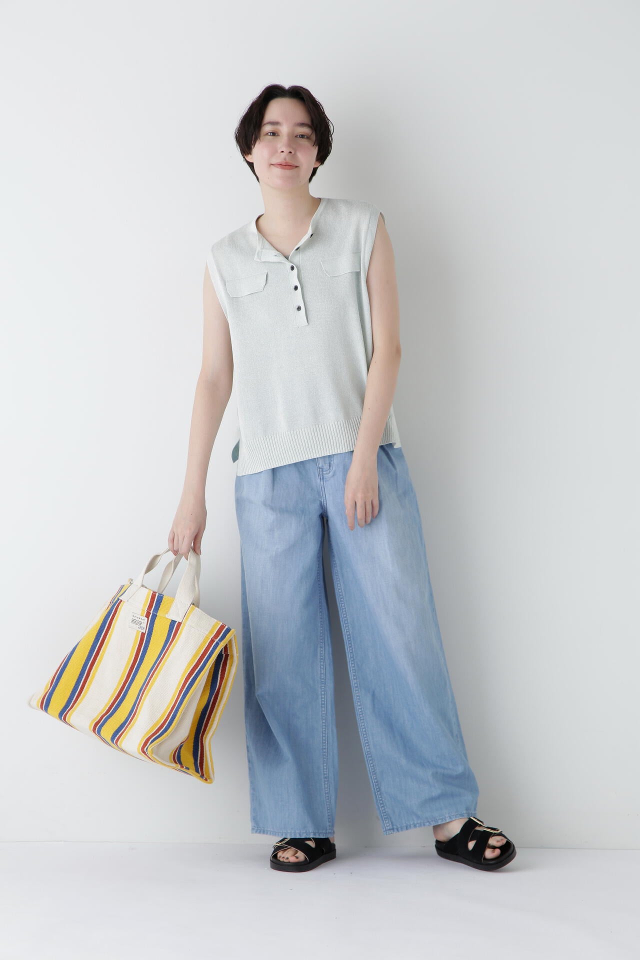 【Healthy DENIMコラボ】タックワイドデニムパンツ