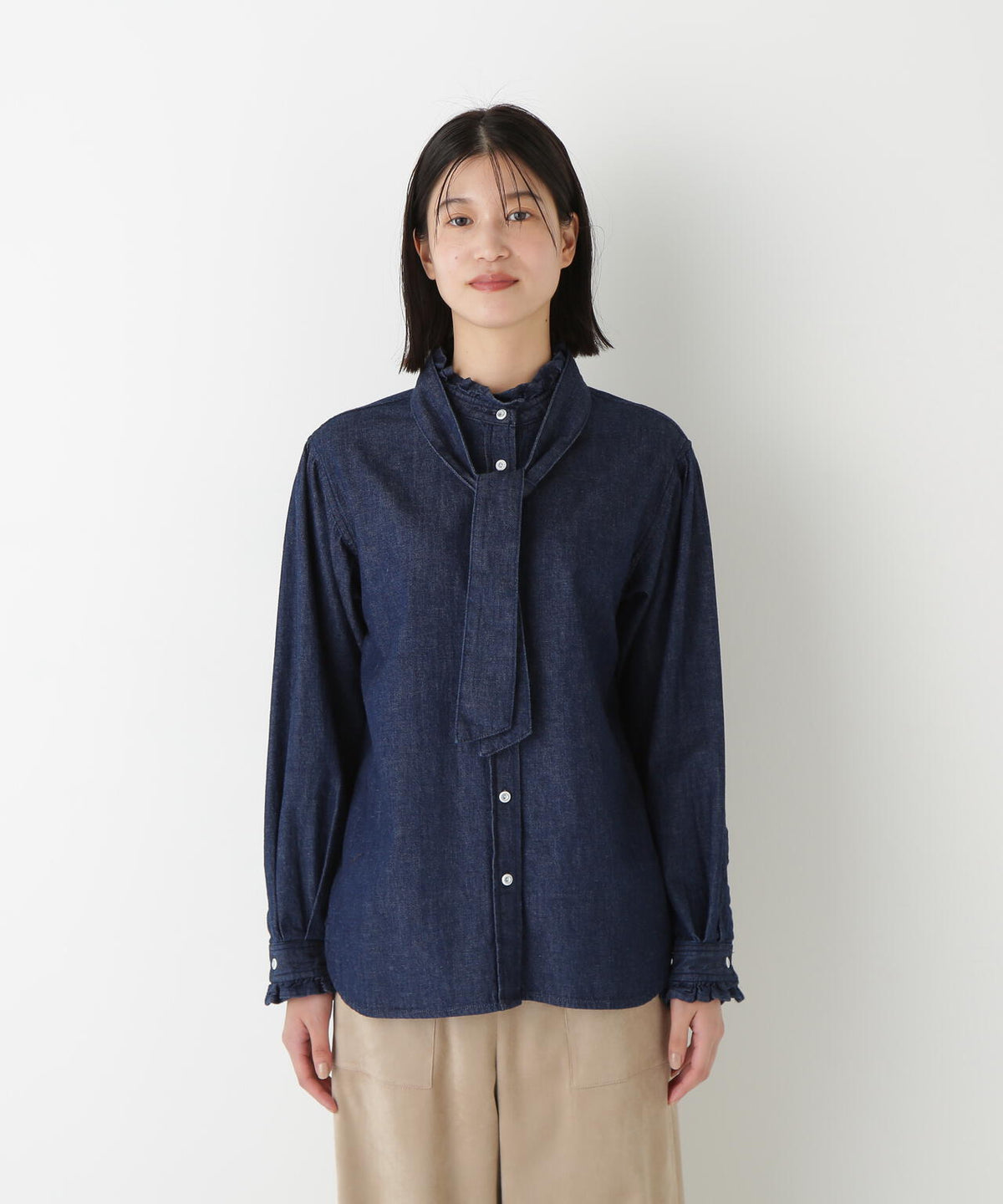 【Healthy Denimコラボ】デニムボウタイブラウス