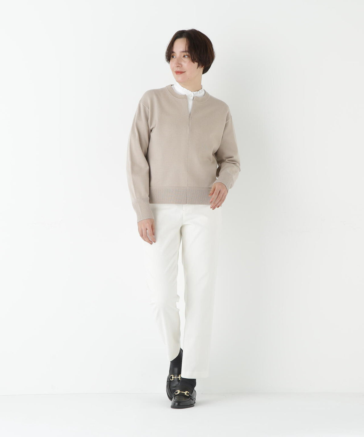 ピケスエードスリムストレートパンツ