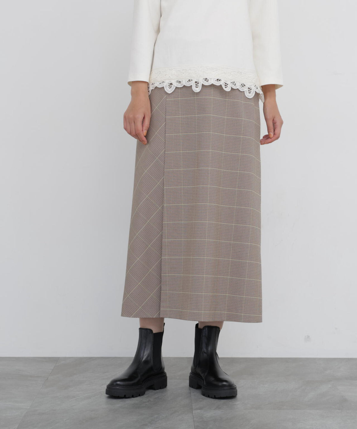 【倉科カナさん着用】シャークスキン強撚巻き風スカート