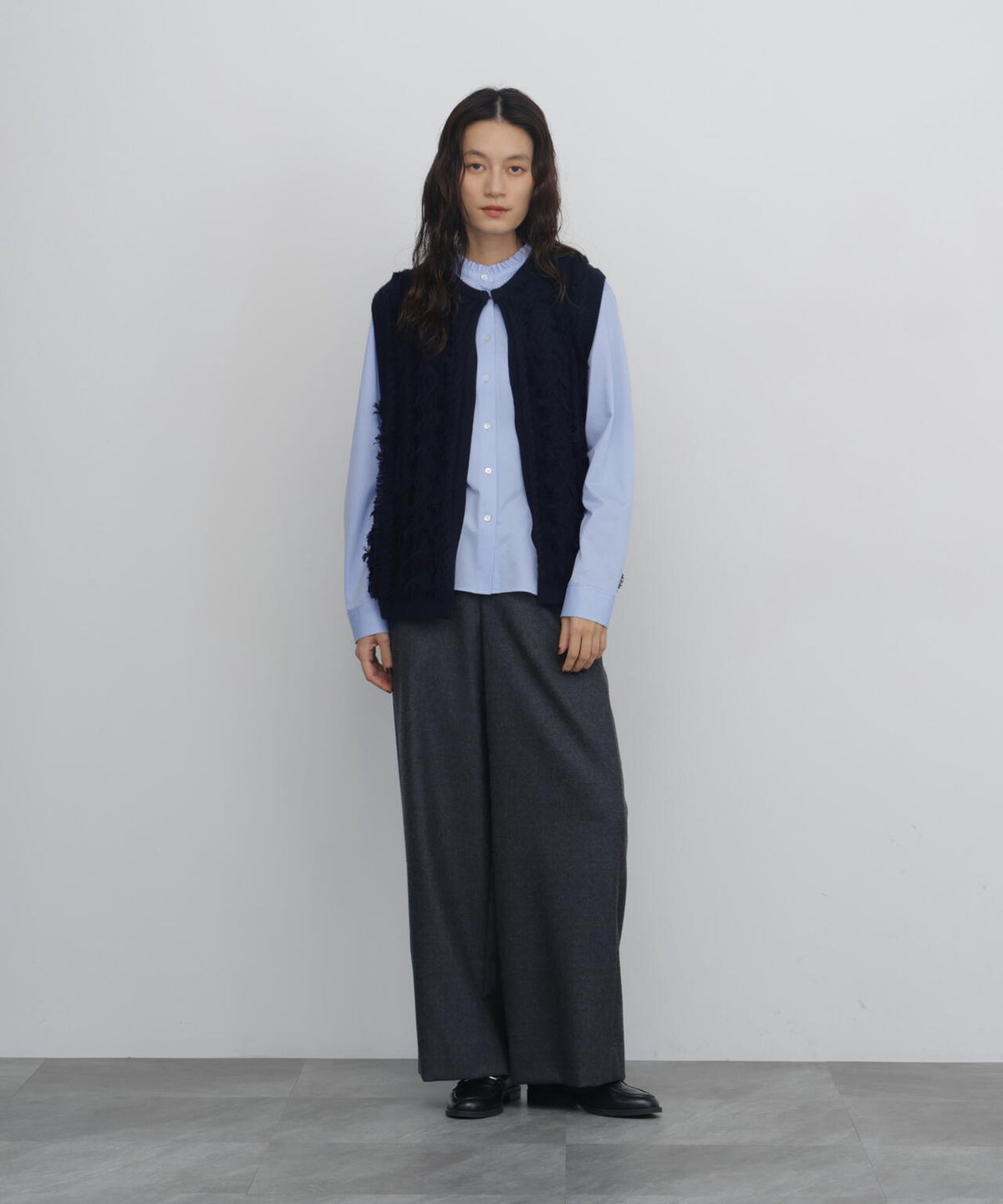 《名品/ 5サイズ展開 / 洗える》ウォッシャブル ライトフラノ セミワイドパンツ