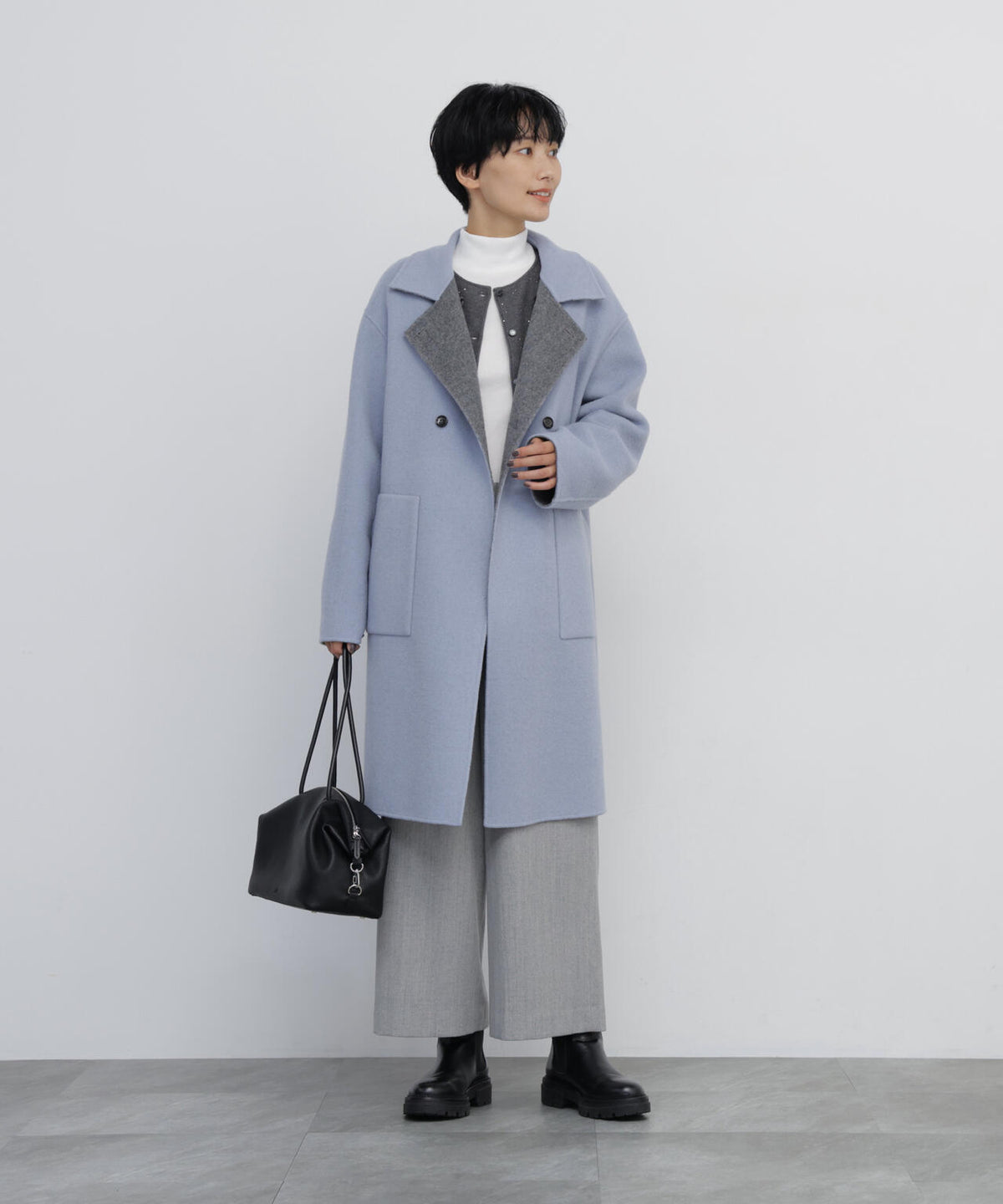 《名品 / リバーシブル着用可》リバー ダブルステンカラーコート