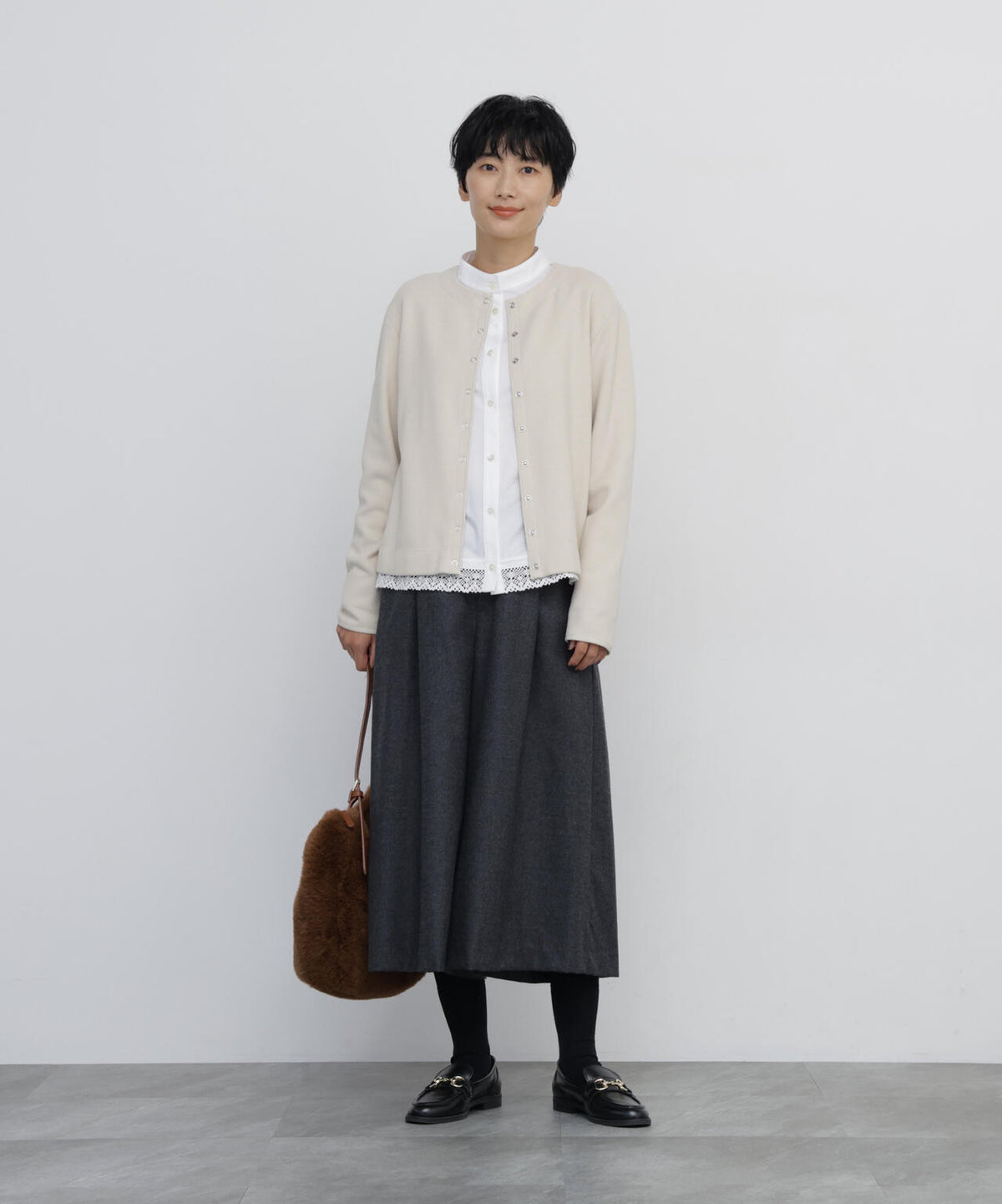 《名品 / 洗える / 4色展開》ミルドジャージーリングドットカーディガン