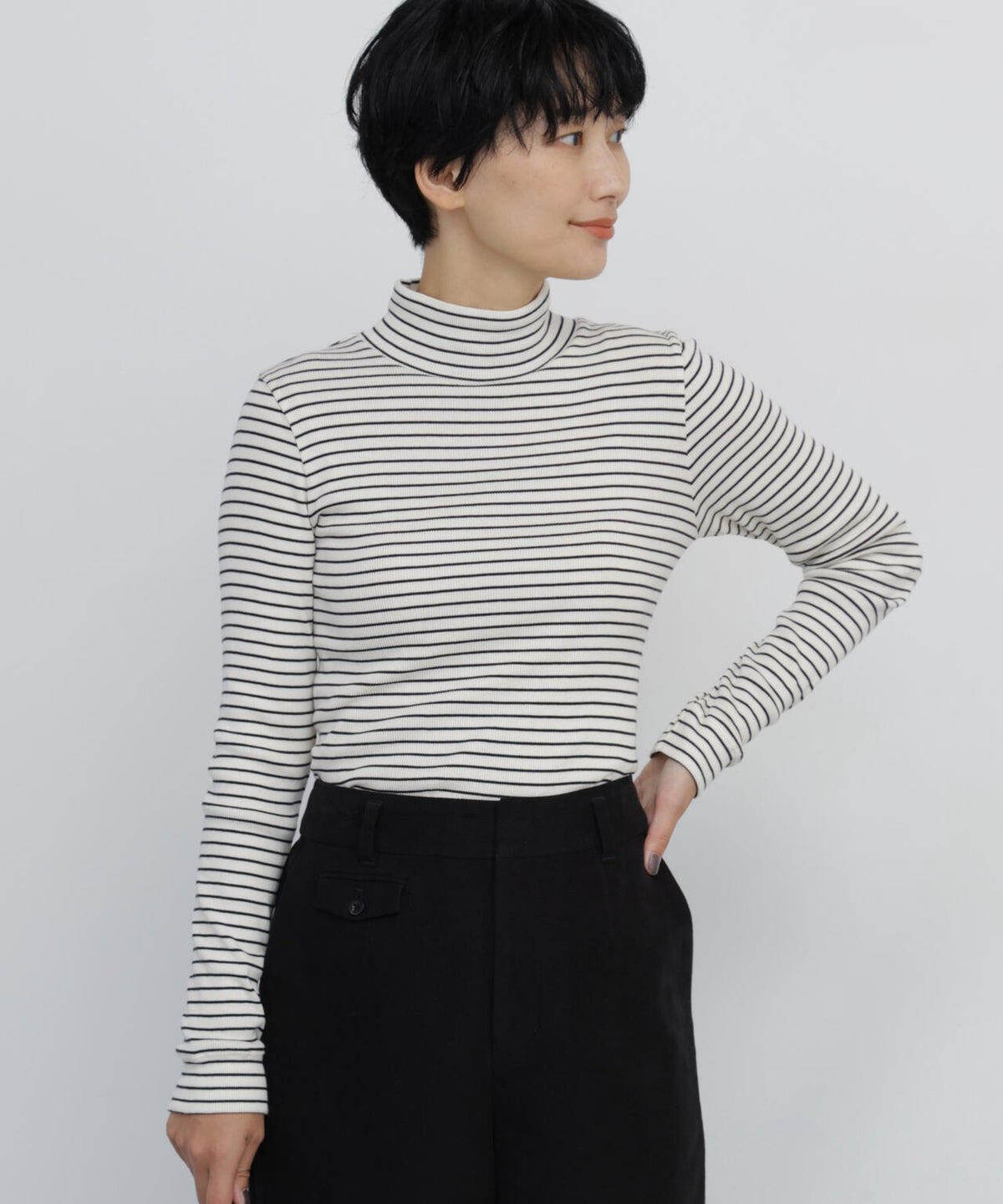 《名品 / レイヤードで活躍! 》オーガニックコットン 丸胴ボーダーカットソー
