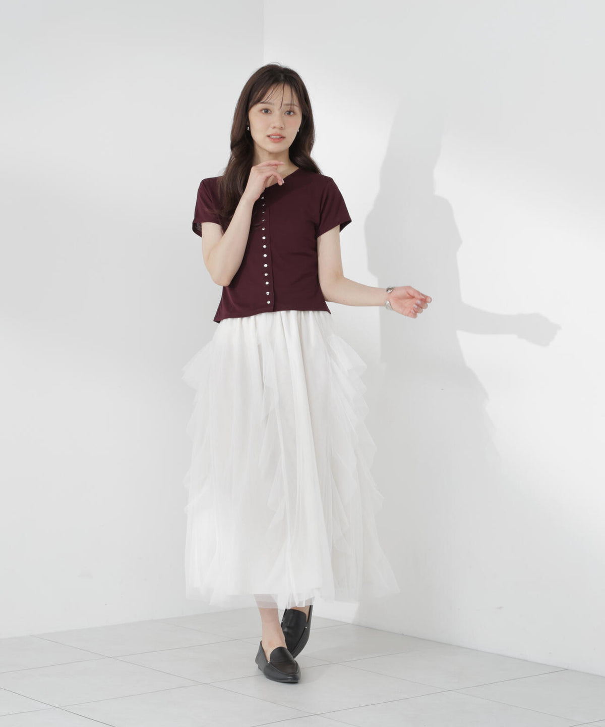 <中川紅葉さん着用>ラッフルチュールスカート