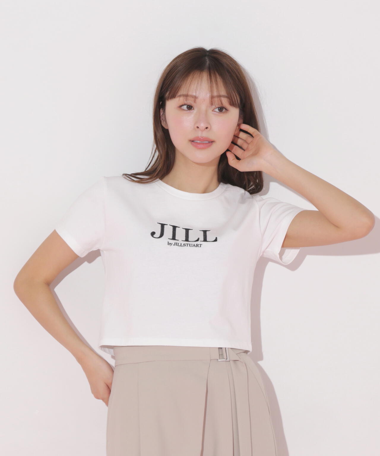 ショート丈刺繍ロゴTシャツオーガニックコットン