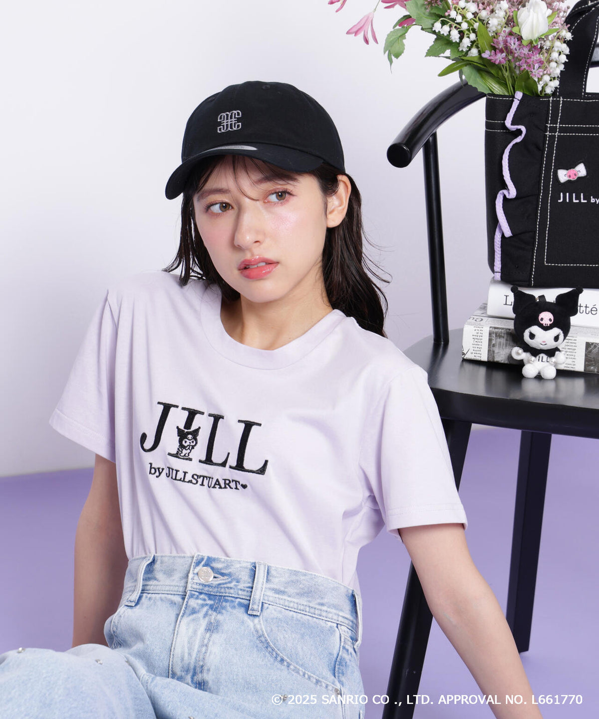 <マイメロディ&クロミコラボ>オーガニックコットン刺繍ロゴTシャツ