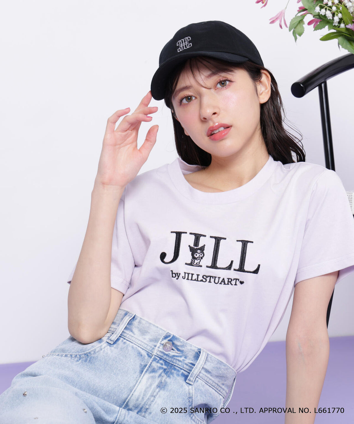 <マイメロディ&クロミコラボ>オーガニックコットン刺繍ロゴTシャツ