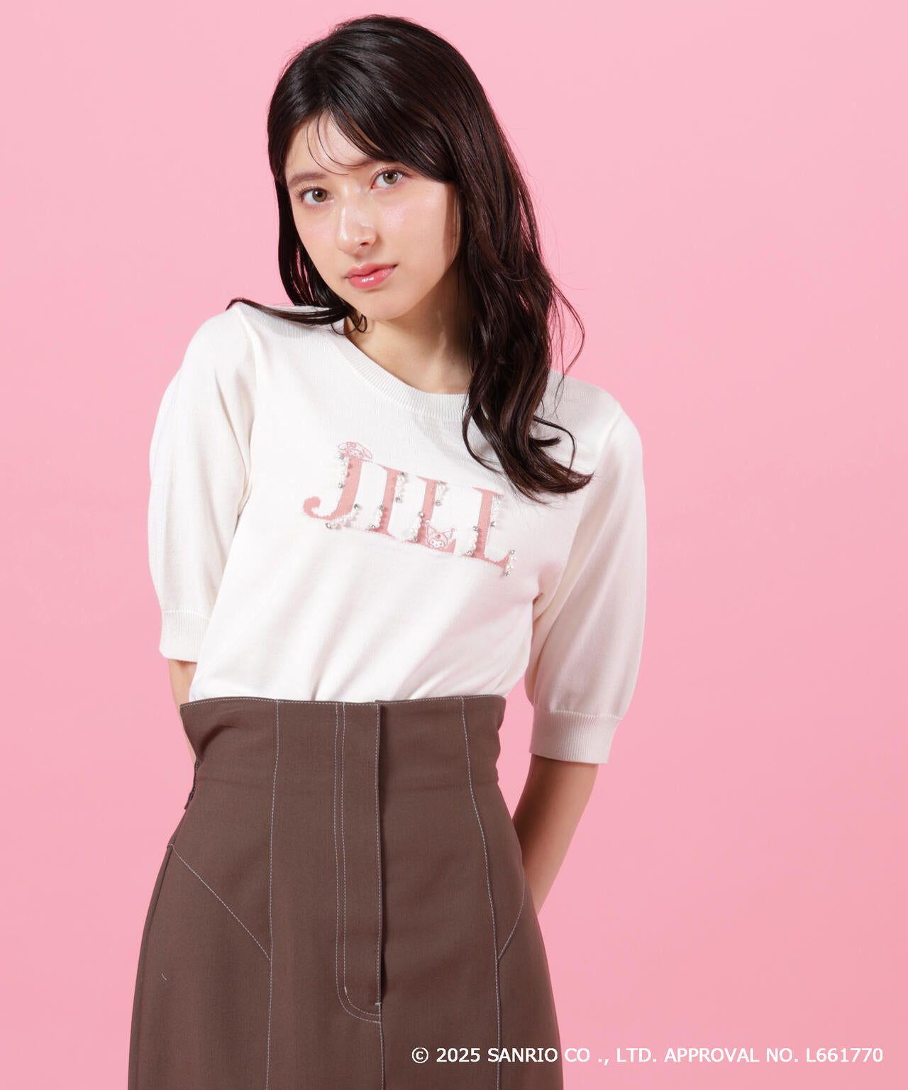 <マイメロディ&クロミコラボ>ロゴジャガードニット