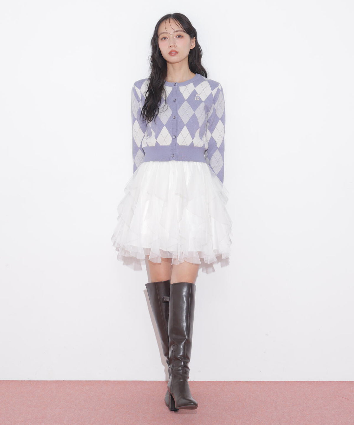 縦ラッフルミニスカート