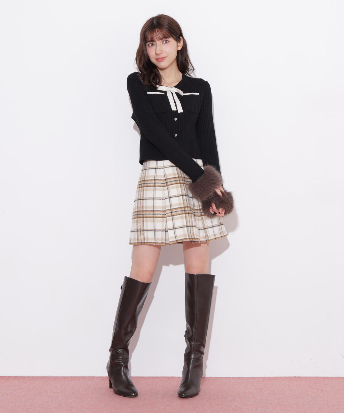 ビッグチェックミニスカート