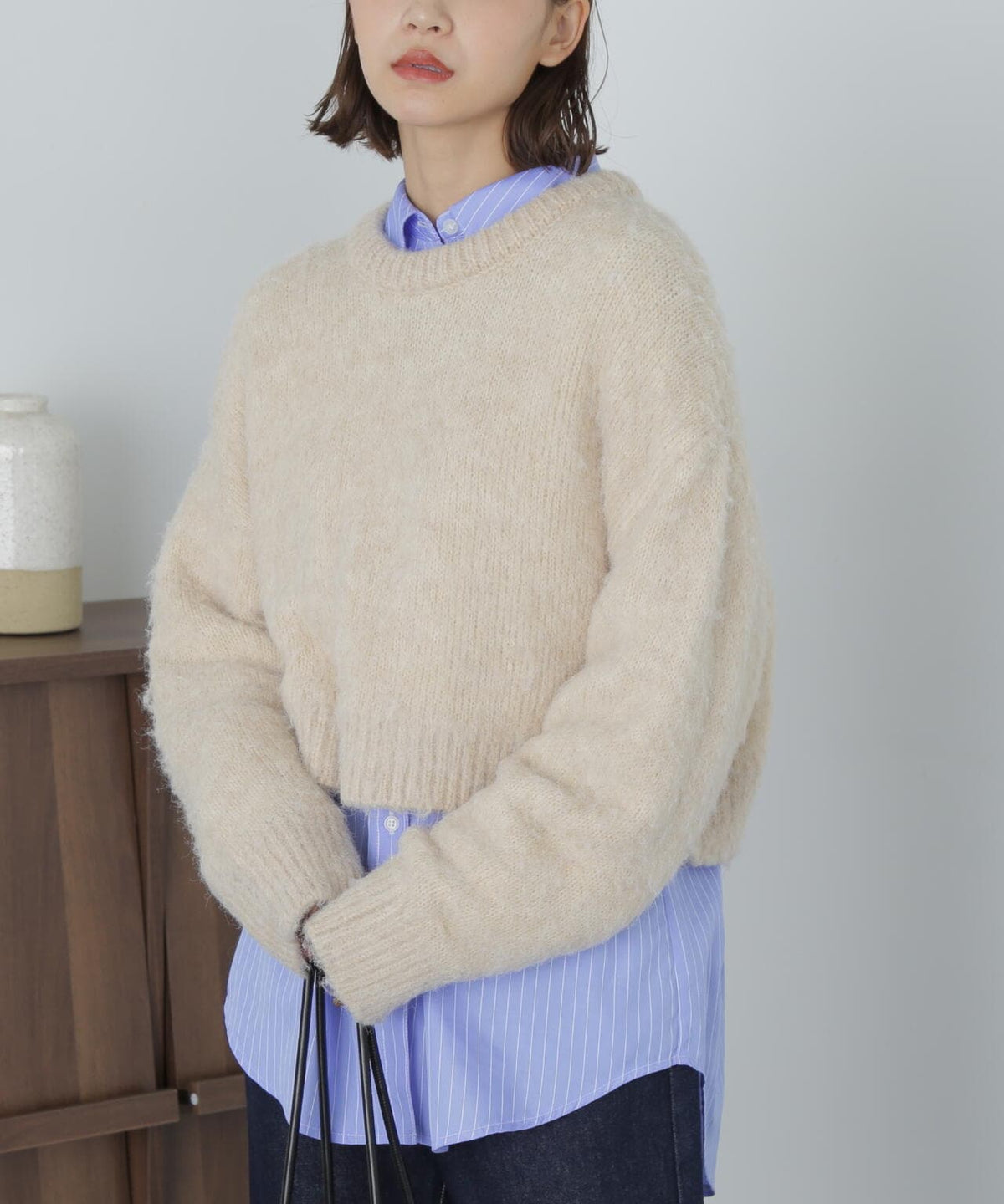 ミックス起毛ショート丈ニット