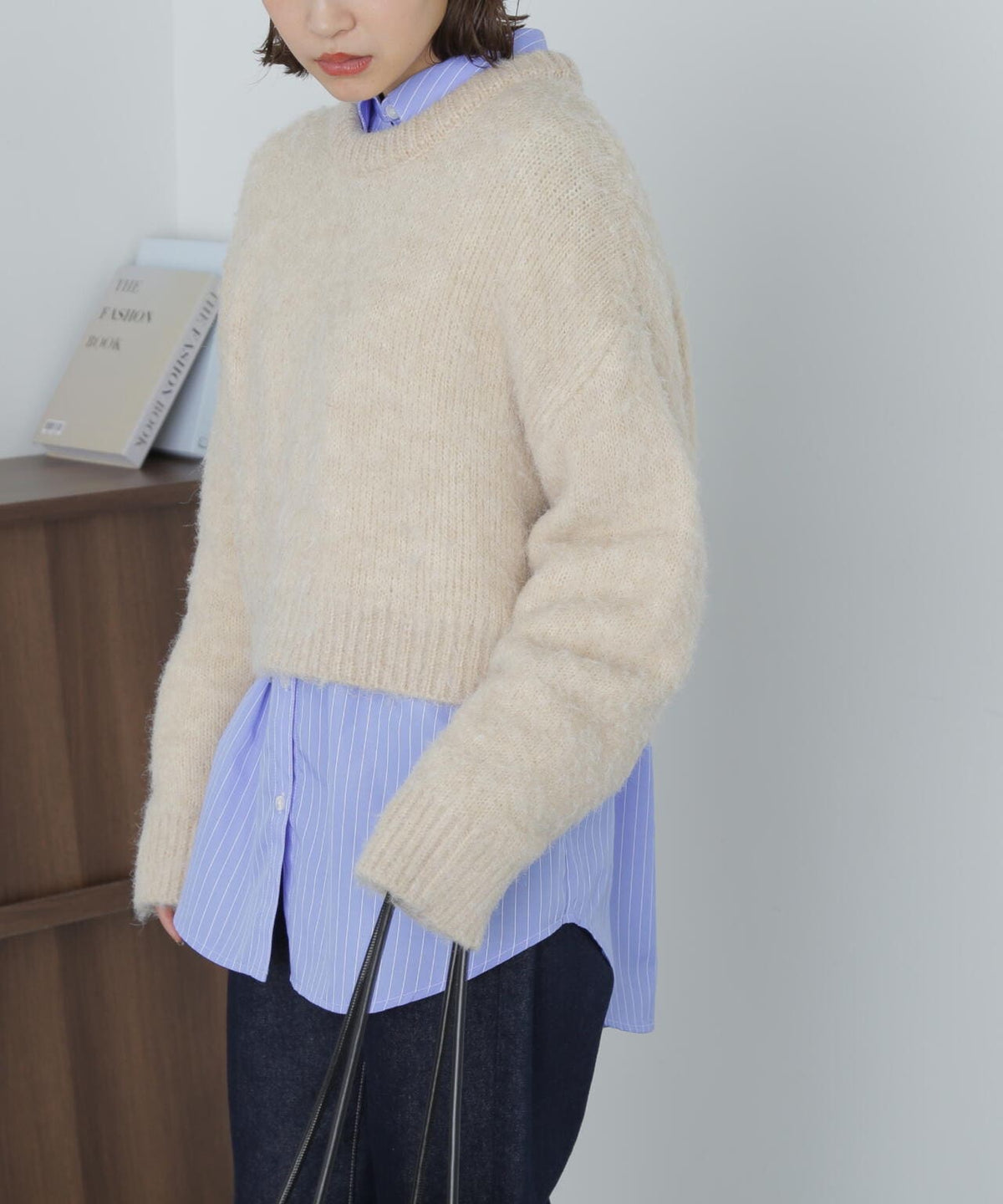 ミックス起毛ショート丈ニット
