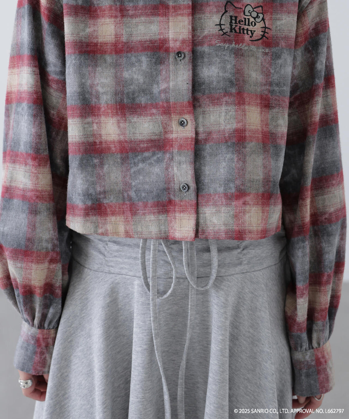 【HELLO KITTY】サンリオキャラクターズコラボ CHECK SHIRT チェックシャツ