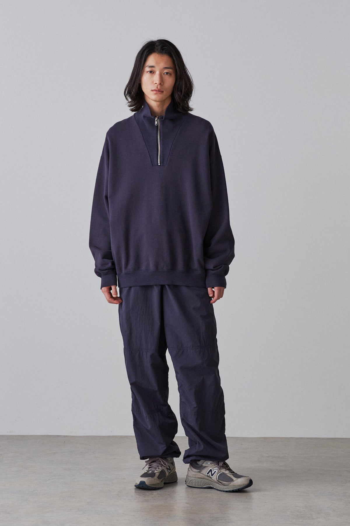 Y / ORGANIC COTTON BLEND HEAVY WEIGHT FLEECE HALF ZIP