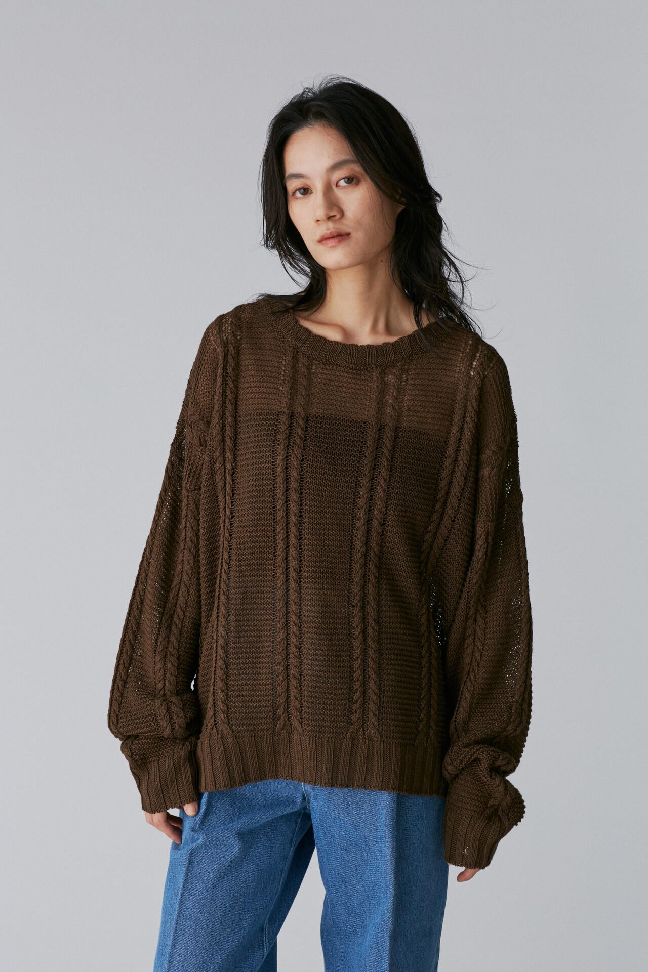 Cristaseya / LINEN CABLE KNIT SWEATER