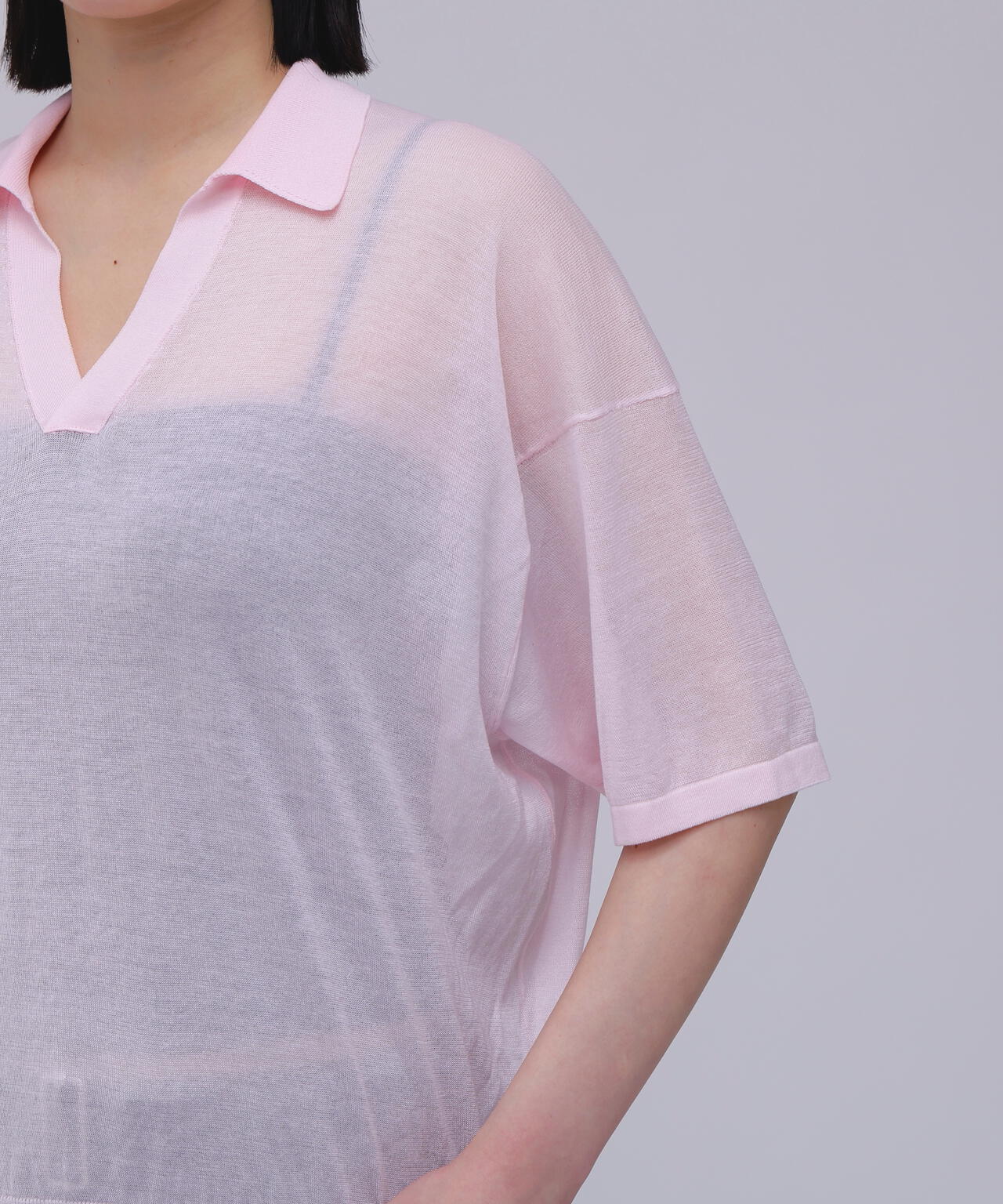 ATON / COMPACT COTTON SKIPPER POLO SWEATER