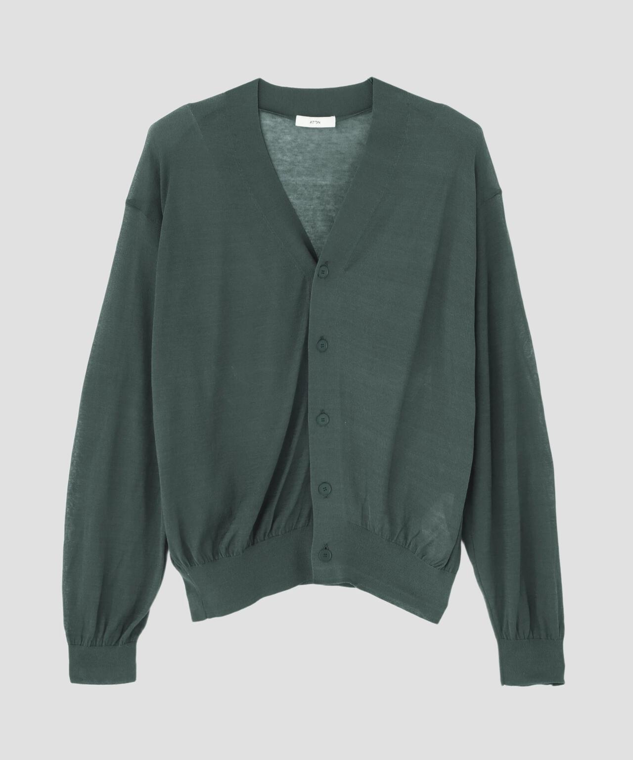 ATON / COMPACT COTTON V-NECK KNIT CARDIGAN