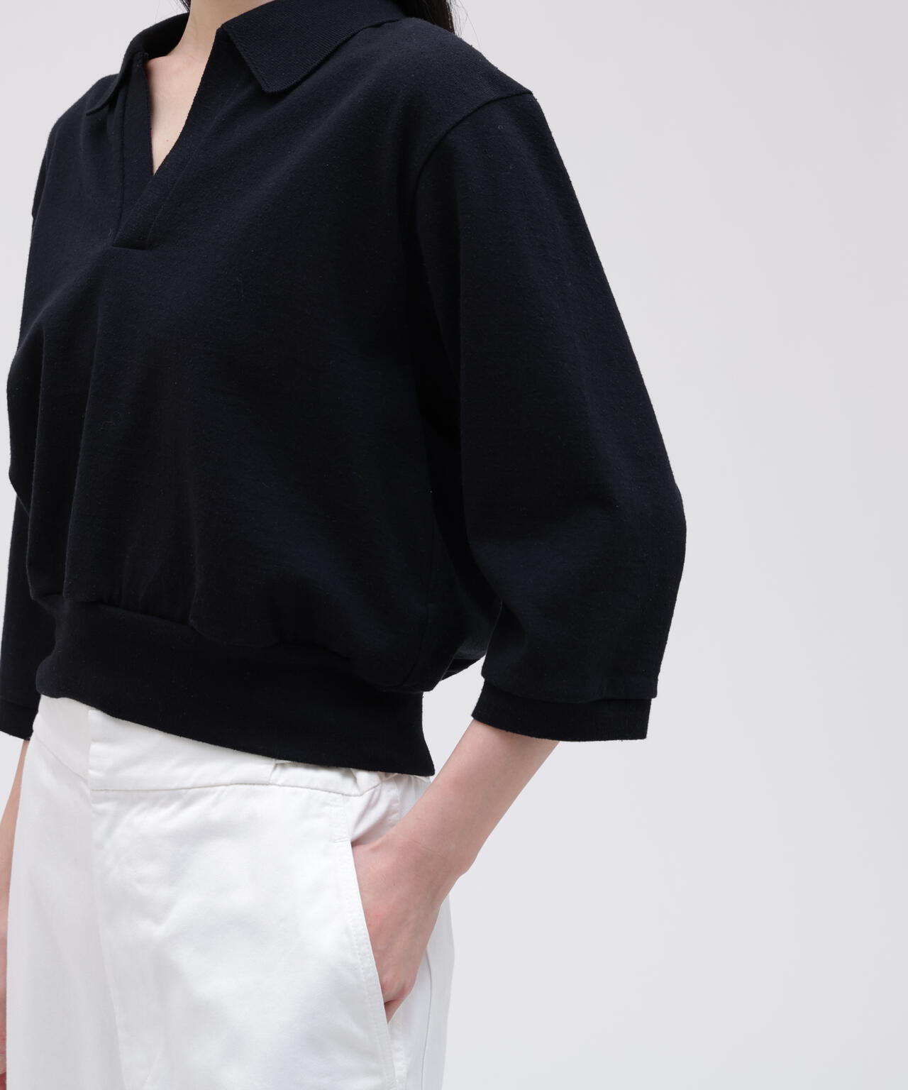 blurhms / COTTON SILK NEP SKIPPER CROPPED SLEEVE