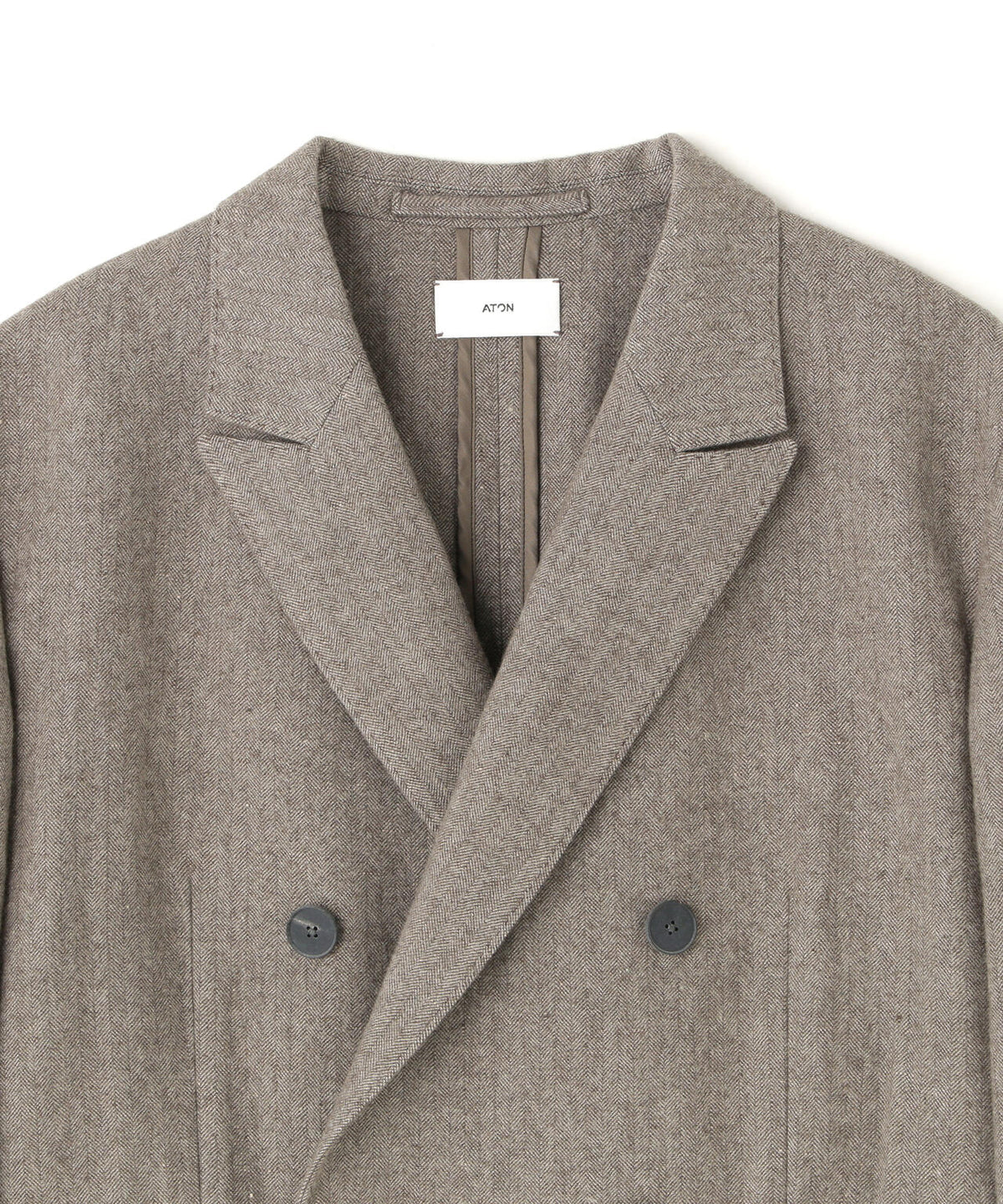 ATON / LINEN WOOL TWEED DOUBLE BREASTED JACKET
