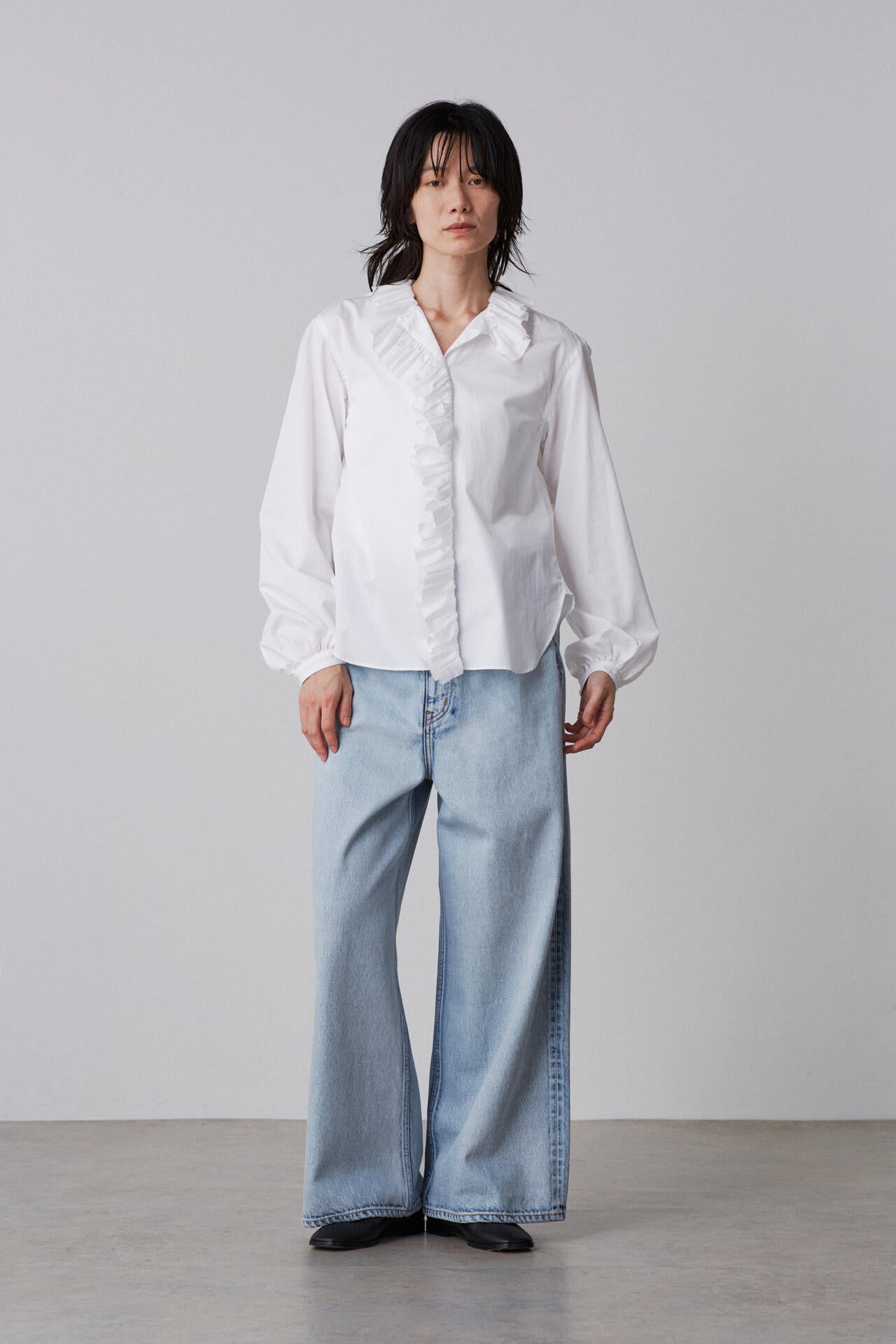 YLEVE / BOURRIENNE COTTON TYPEWRITER RUFFLE BLOUSE