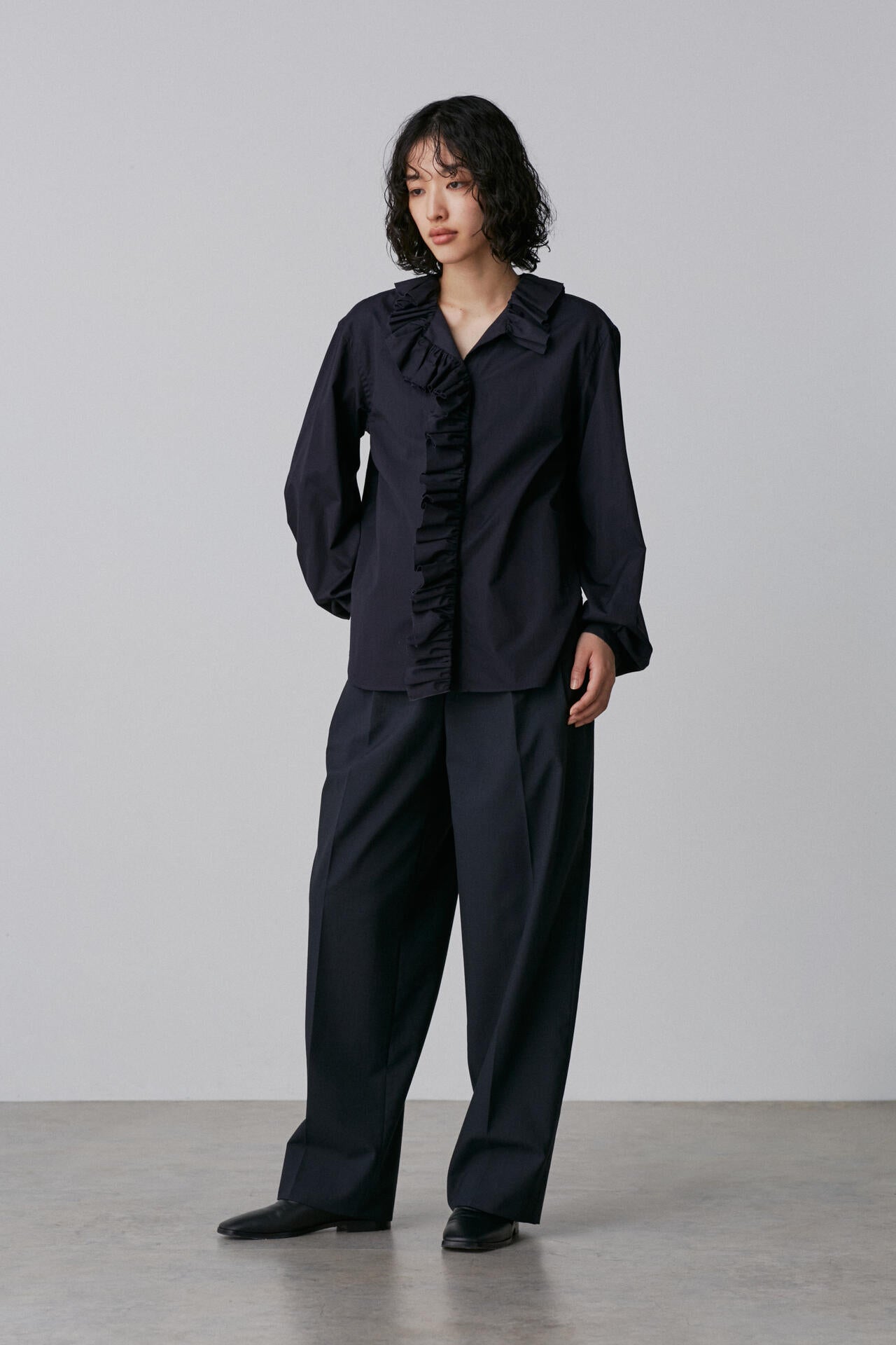 YLEVE / BOURRIENNE COTTON TYPEWRITER RUFFLE BLOUSE