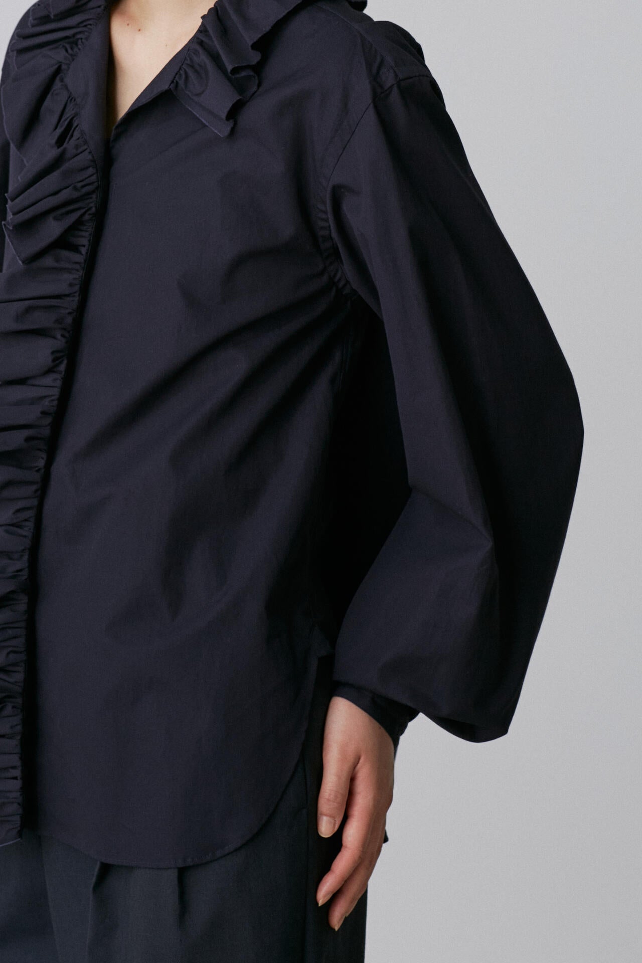 YLEVE / BOURRIENNE COTTON TYPEWRITER RUFFLE BLOUSE