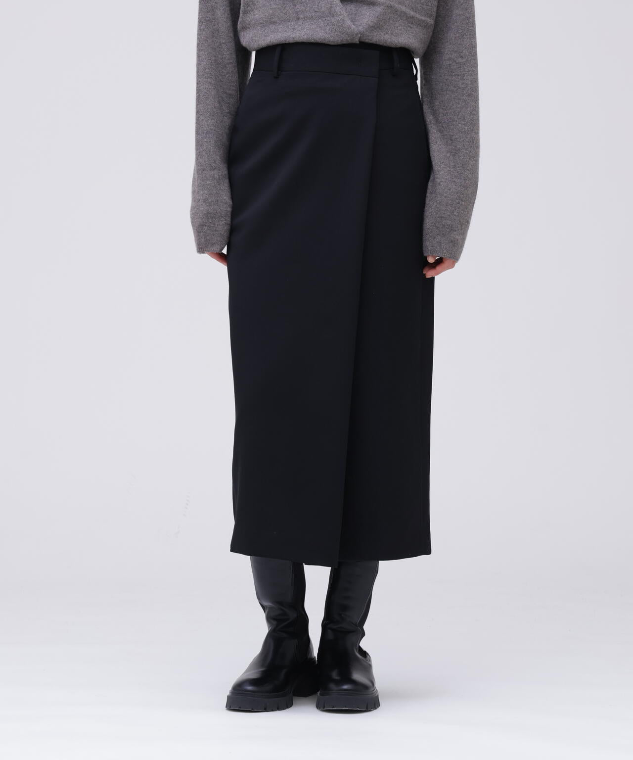 YLEVE / MERINO WOOL TWILL WRAP SKIRT